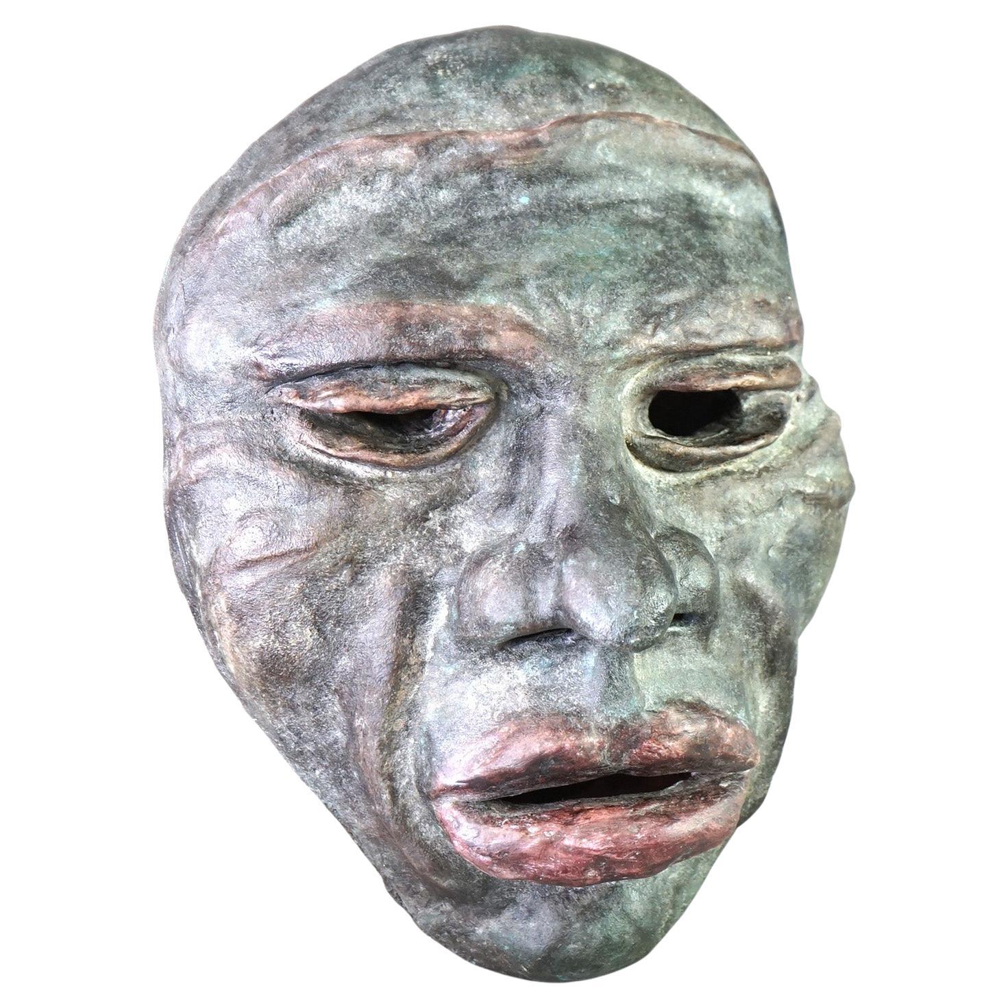 Máscara de terracota moderna de mediados de siglo de un hombre tribal C1997