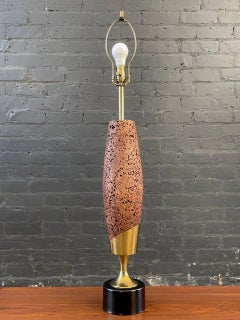 Mid-Century Modern Terracota & Brass Accent Table Lamp