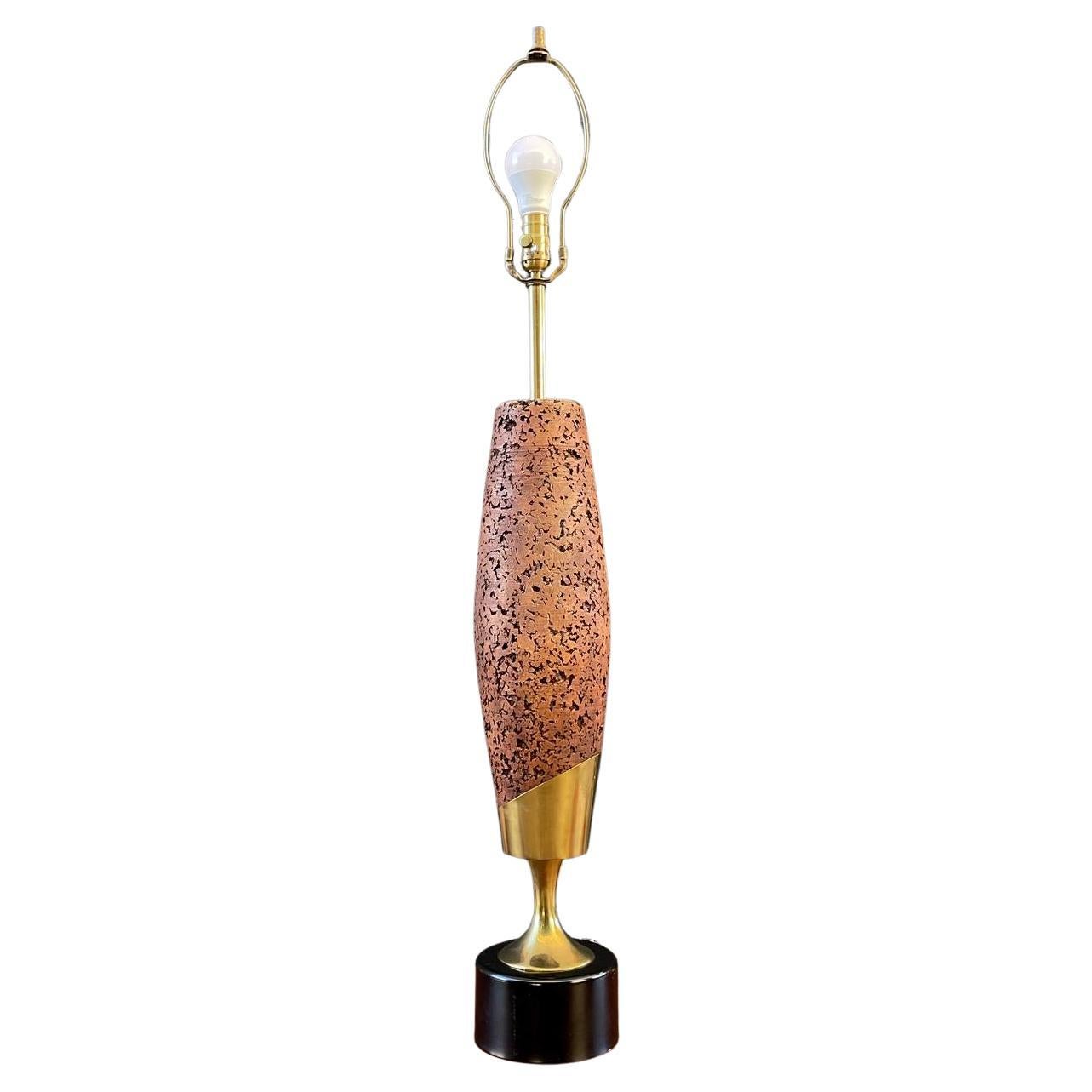 Mid-Century Modern Terracota & Brass Accent Table Lamp
