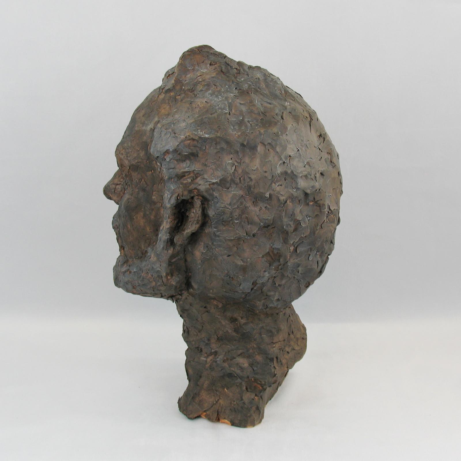Mid-Century Modern Terracotta Bust of a Beard Man For Sale 5