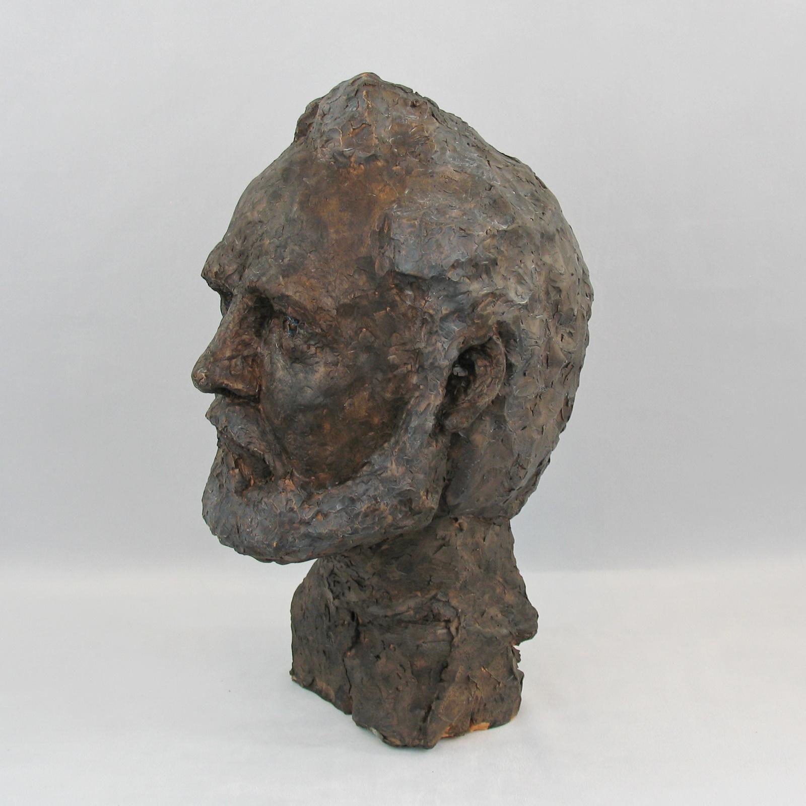 Mid-Century Modern Terracotta Bust of a Beard Man For Sale 6