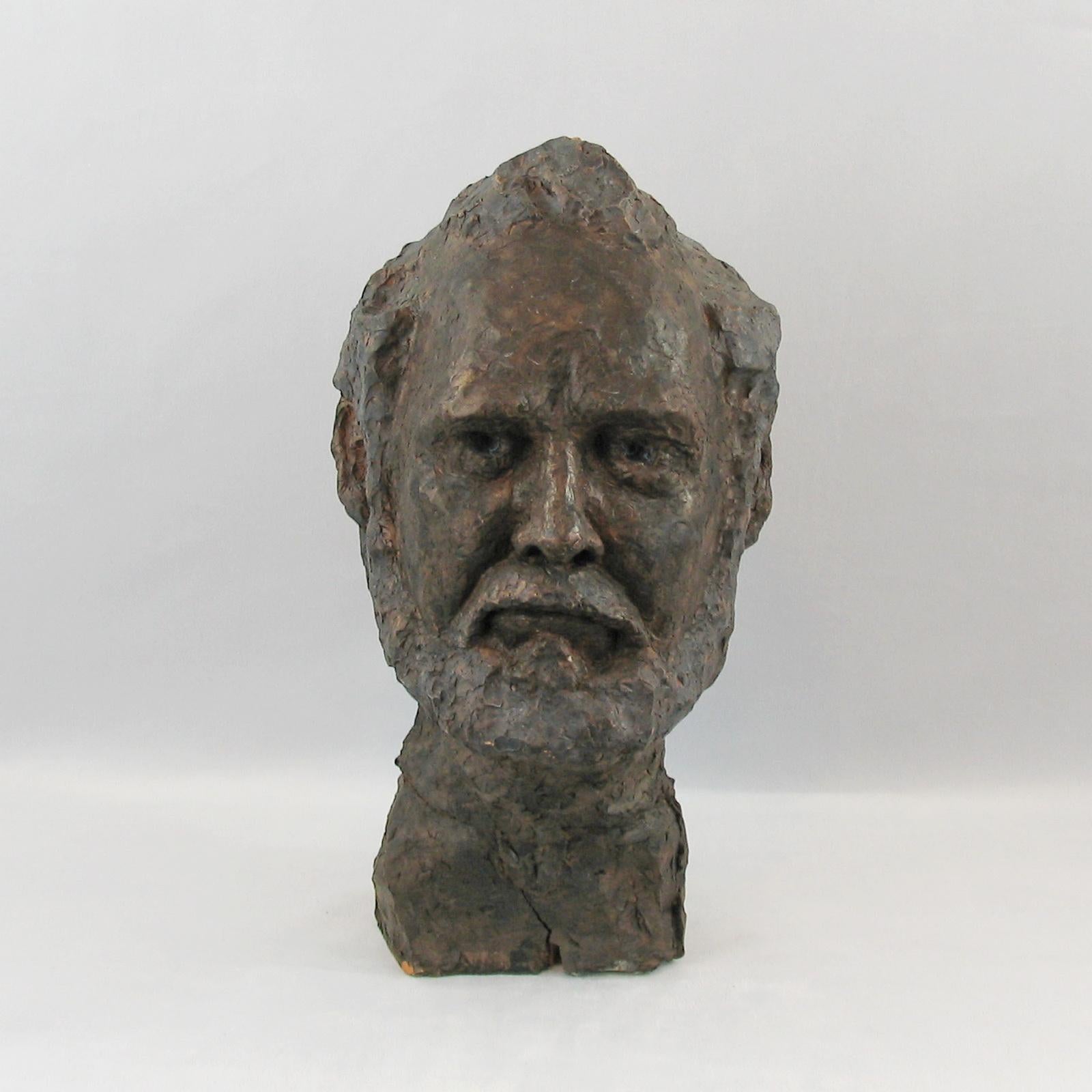 Mid-Century Modern Terracotta Bust of a Beard Man For Sale 1