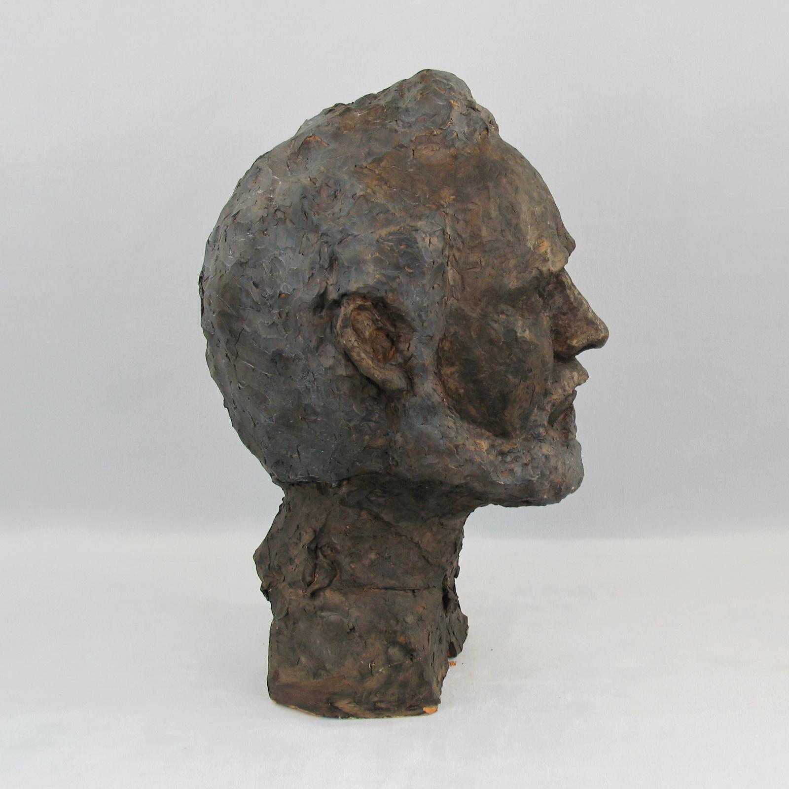 Mid-Century Modern Terracotta Bust of a Beard Man For Sale 3