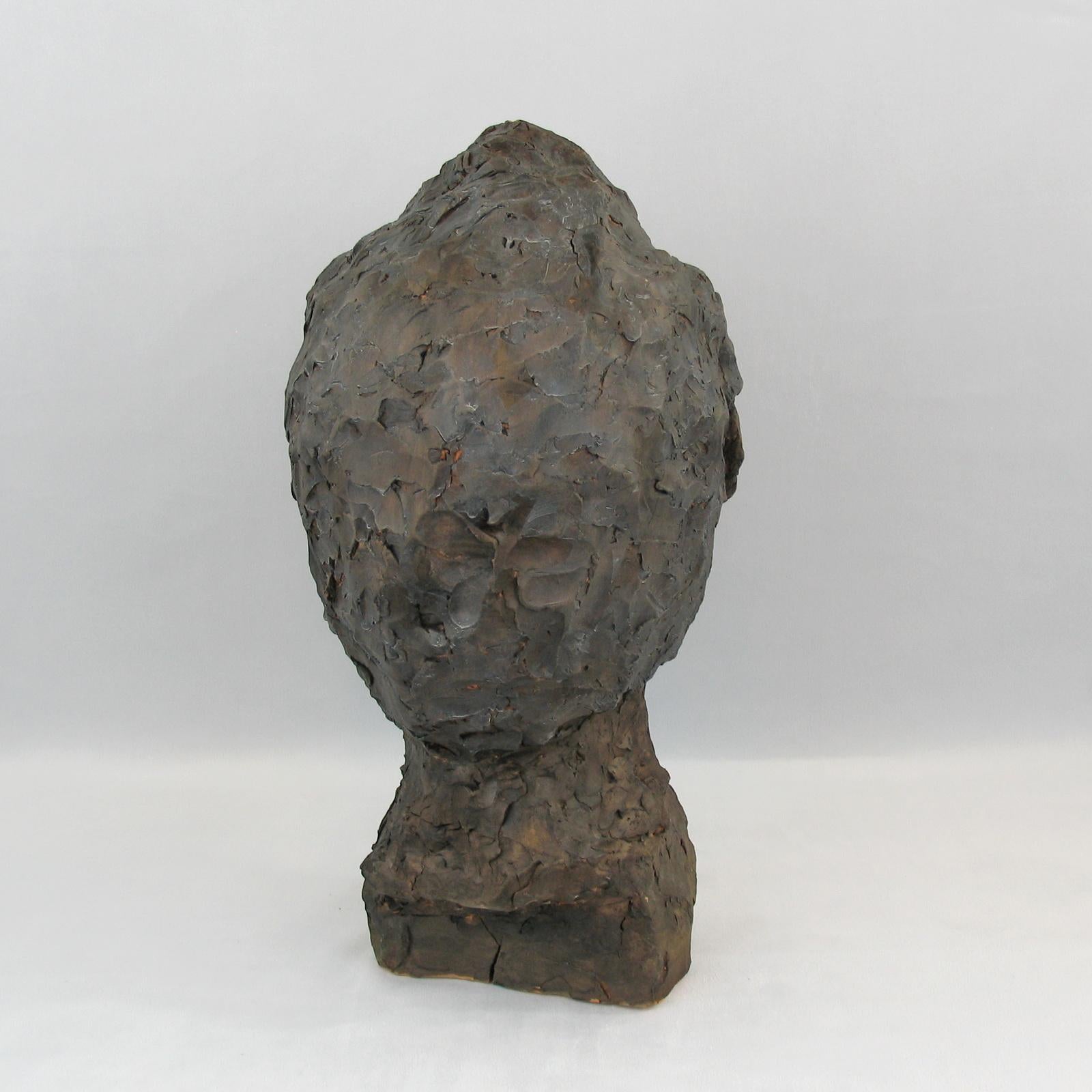 Mid-Century Modern Terracotta Bust of a Beard Man For Sale 4