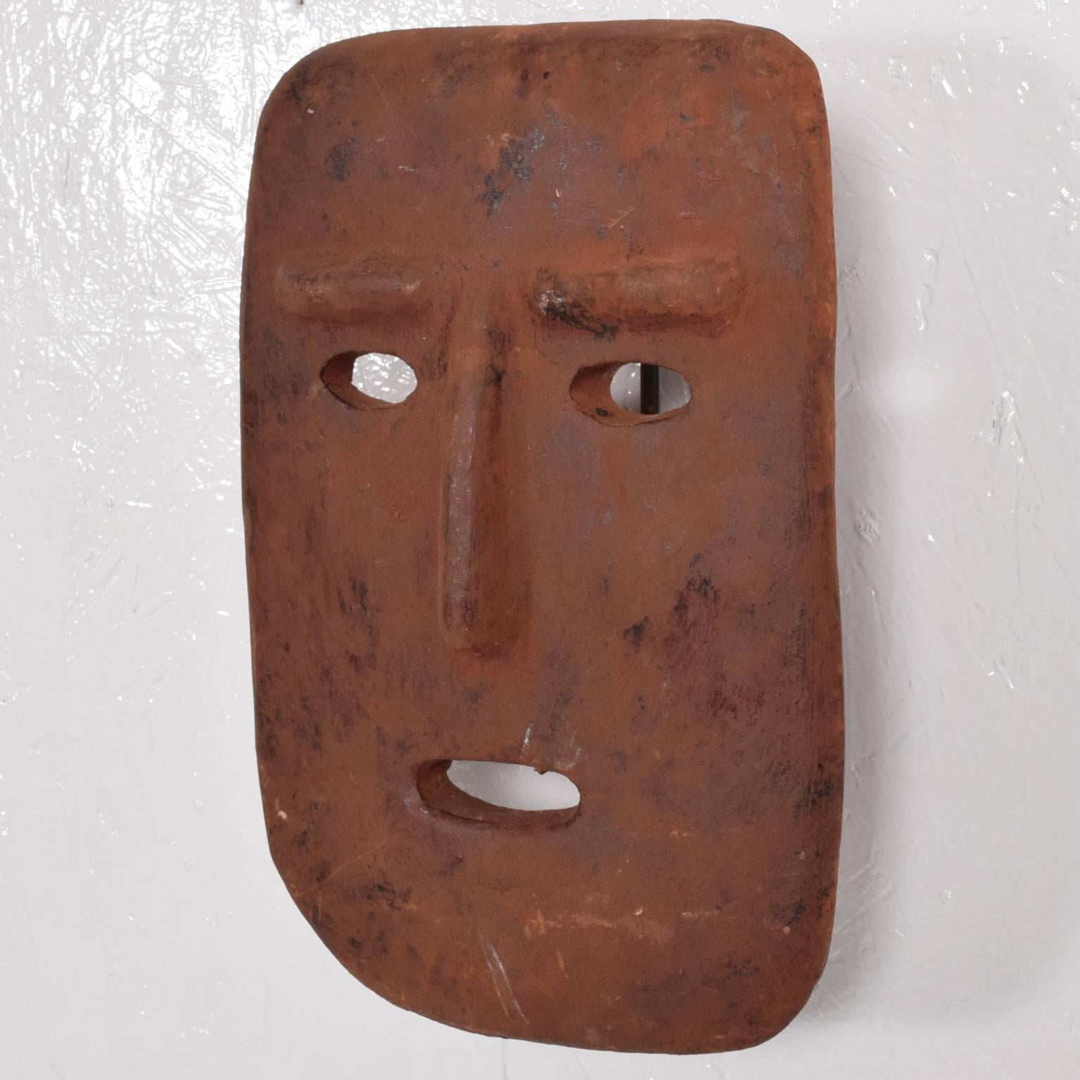 Italian Mid-Century Modern Terracotta Mask Wall Sculpture Sabatini Ponti Style