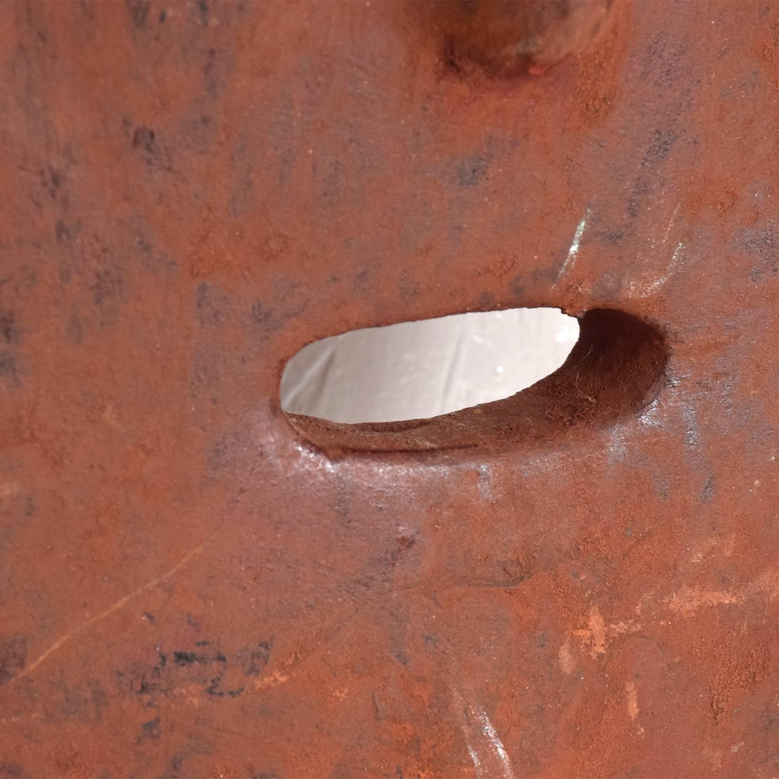 Mid-Century Modern Terracotta Mask Wall Sculpture Sabatini Ponti Style In Good Condition In Chula Vista, CA