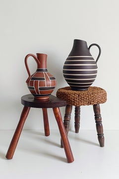 Brocca in terracotta moderna di metà secolo di AKRU, Germania Ovest, anni '50