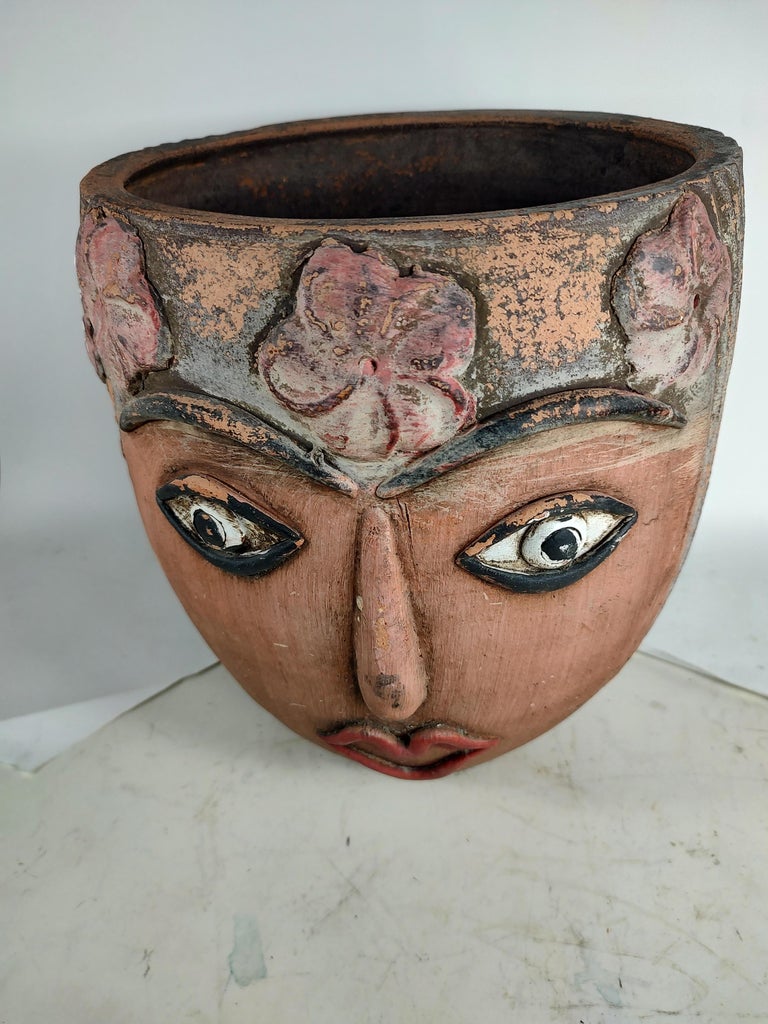 View of Mid-Century Modern Terracotta Sculptural Planter Jardiniere Style of ...