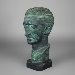 Mid Century Modern Terracotta Sculpture Bust of a Gentleman 20th C
