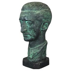 Mid Century Modern Terracotta Sculpture Bust of a Gentleman 20th C