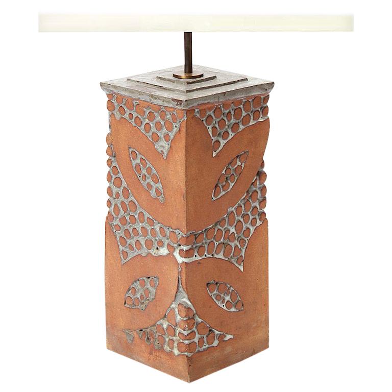 Mid-Century Modern Terracotta Table Lamp For Sale