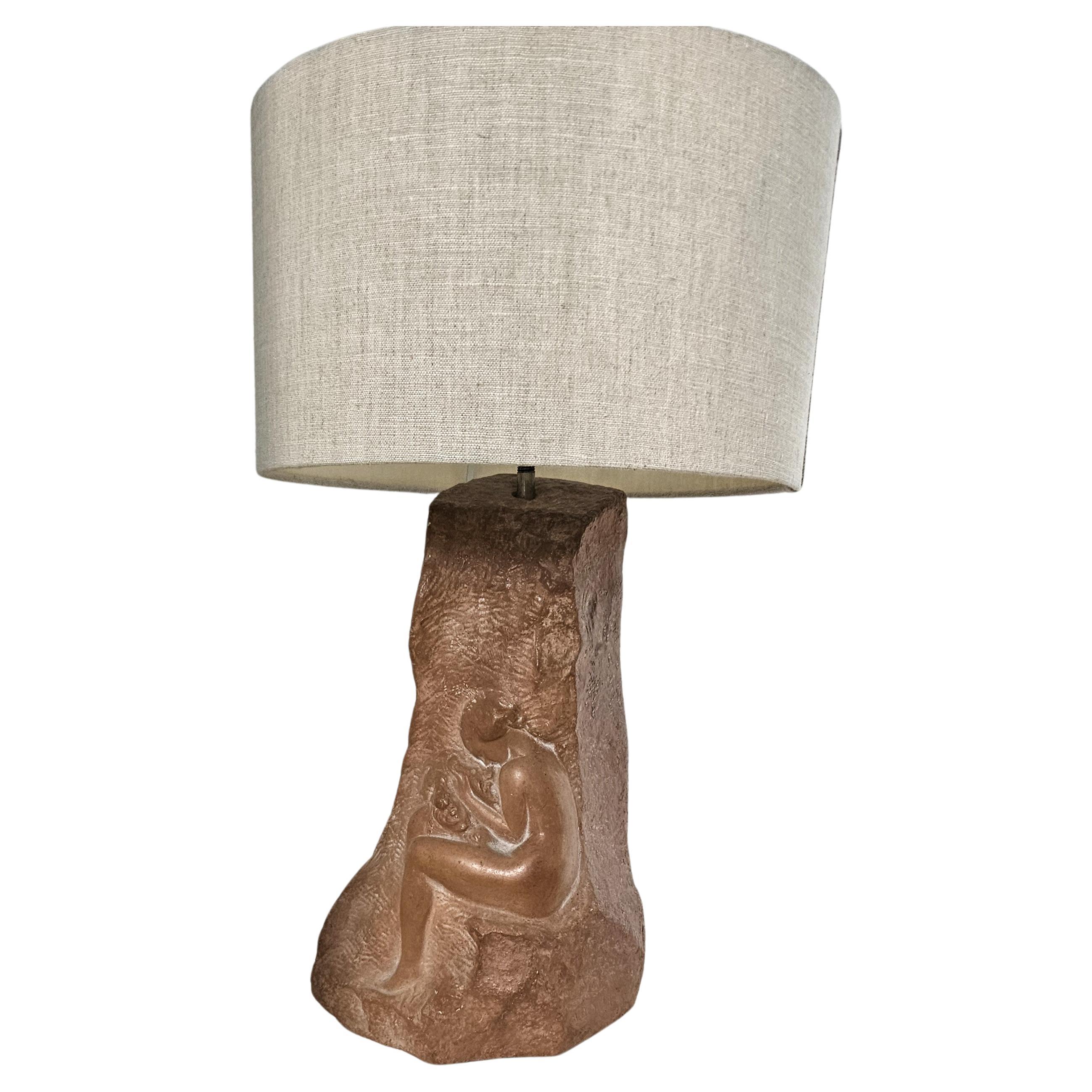 Mid-Century Modern Italian Terracotta Table Lamp