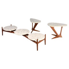 Harvey Probber Terrazzo and Walnut Table Set