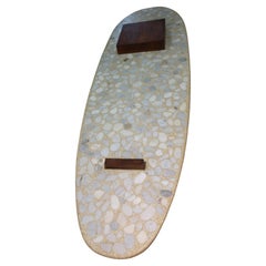 Mid-Century Modern Terrazzo Marble and Walnut Cocktail Table by Harvey Probber