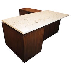 Retro Mid-Century Modern Terrazzo Top Executive Desk from Playboy Offices in Chicago