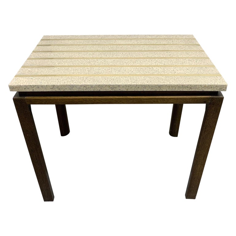 Mid Century Modern Terrazzo Top With Brass Inlay Side Table For Sale At 1stdibs