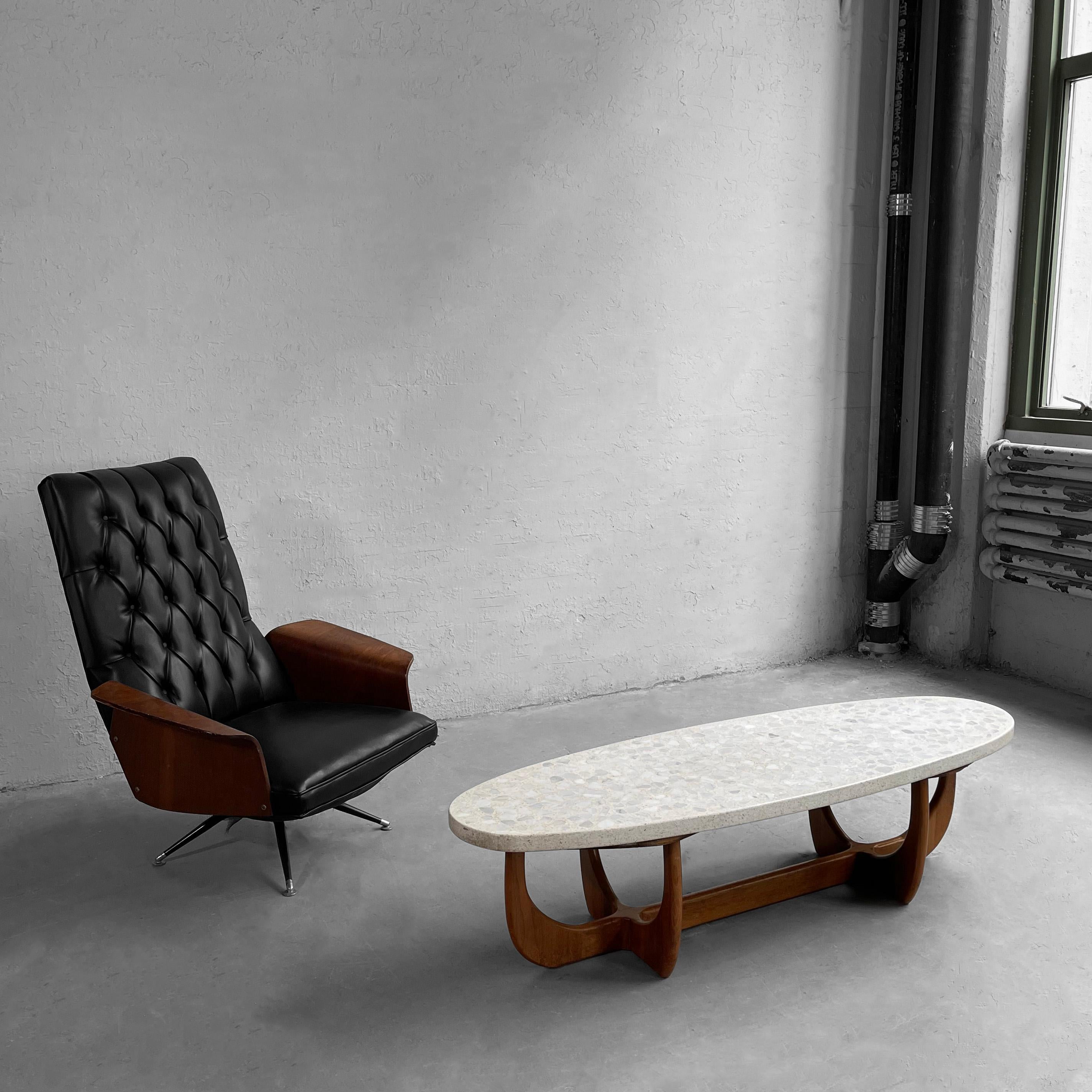 Mid-Century Modern Terrazzo Walnut Oblong Coffee Table by Harvey Probber 5