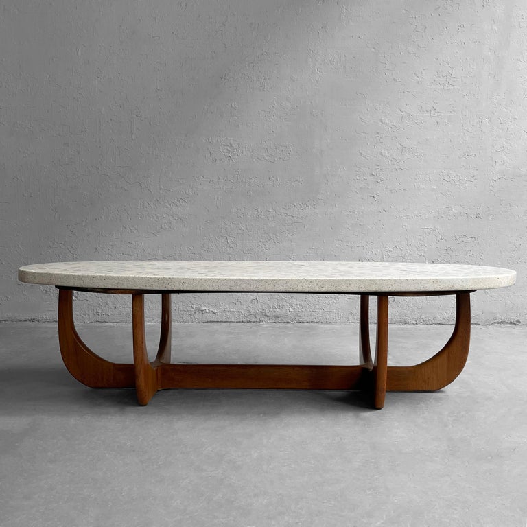 Mid-Century Modern Terrazzo Walnut Oblong Coffee Table by Harvey ...