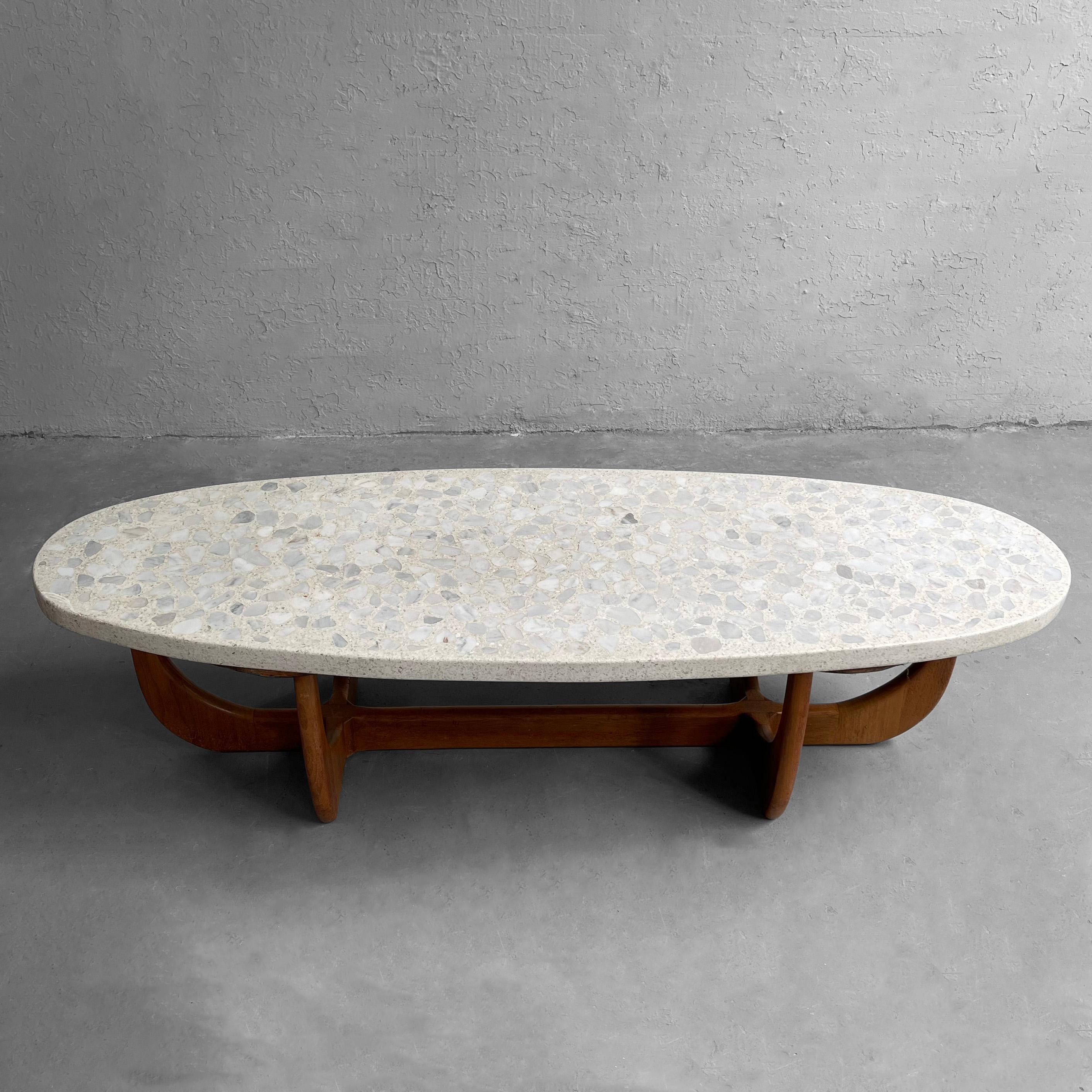 Mid-Century Modern Terrazzo Walnut Oblong Coffee Table by Harvey Probber In Good Condition In Brooklyn, NY