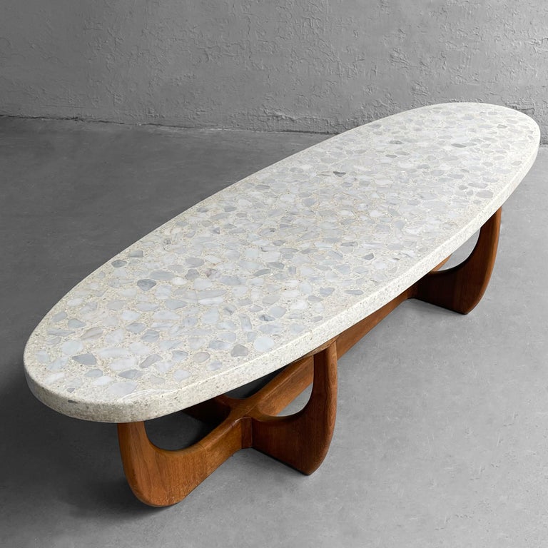 Mid-Century Modern Terrazzo Walnut Oblong Coffee Table by Harvey ...