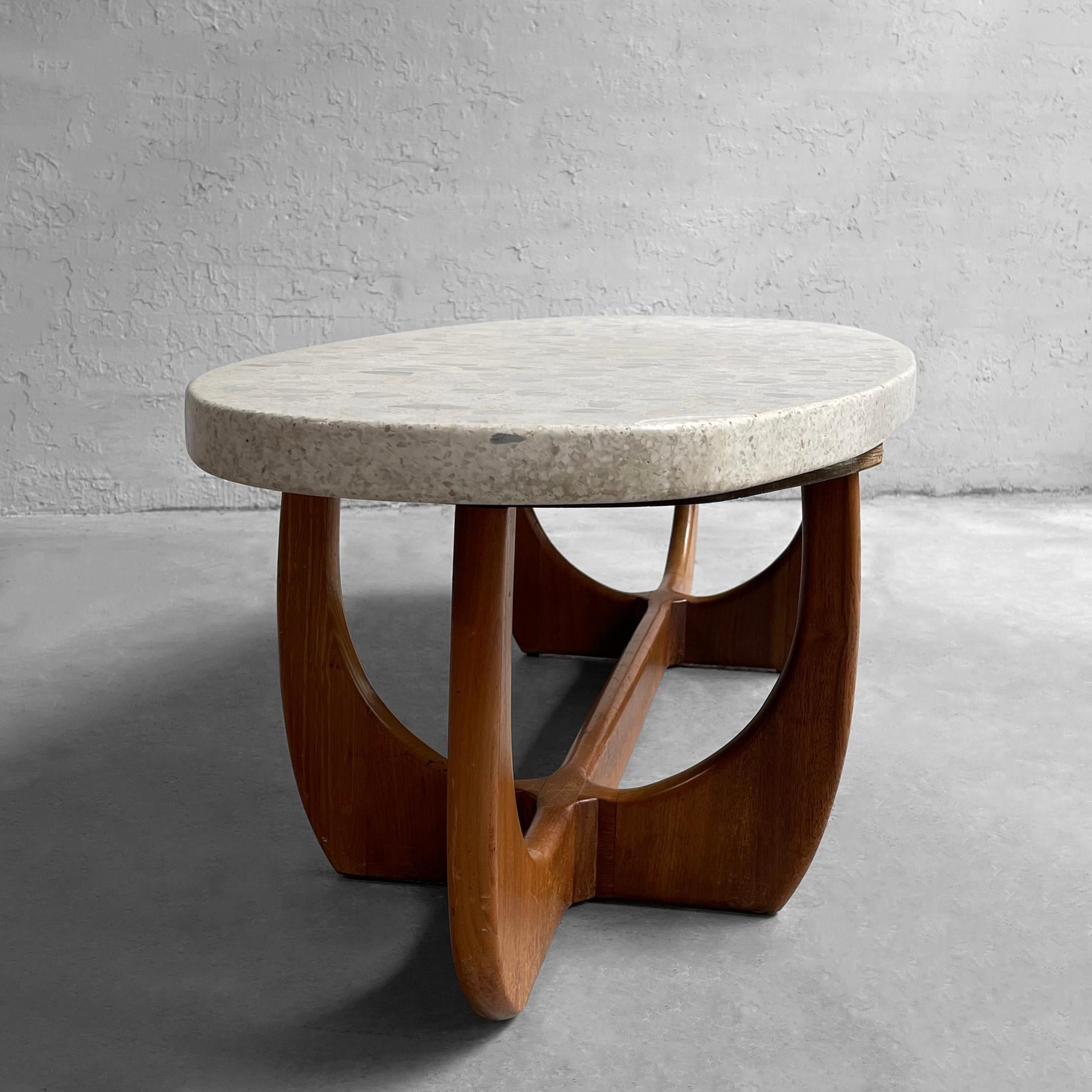 Mid-Century Modern Terrazzo Walnut Oblong Coffee Table by Harvey Probber 2