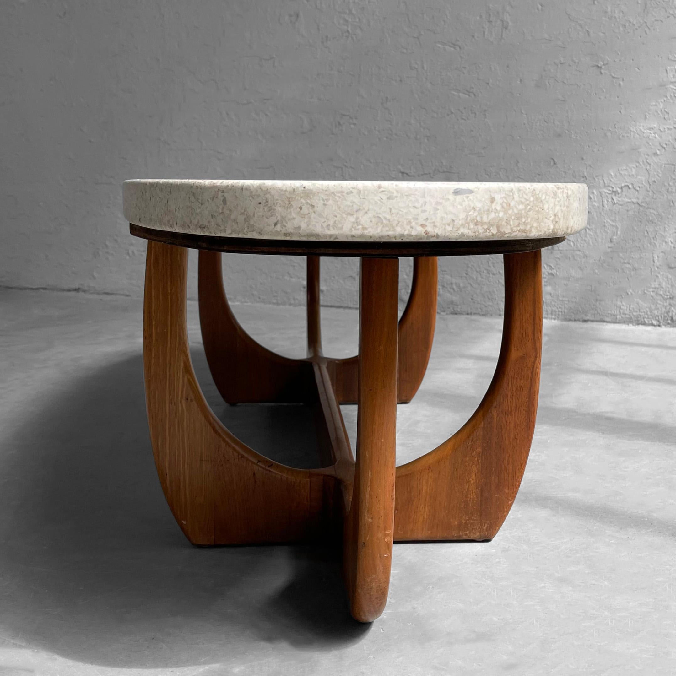 Mid-Century Modern Terrazzo Walnut Oblong Coffee Table by Harvey Probber 3