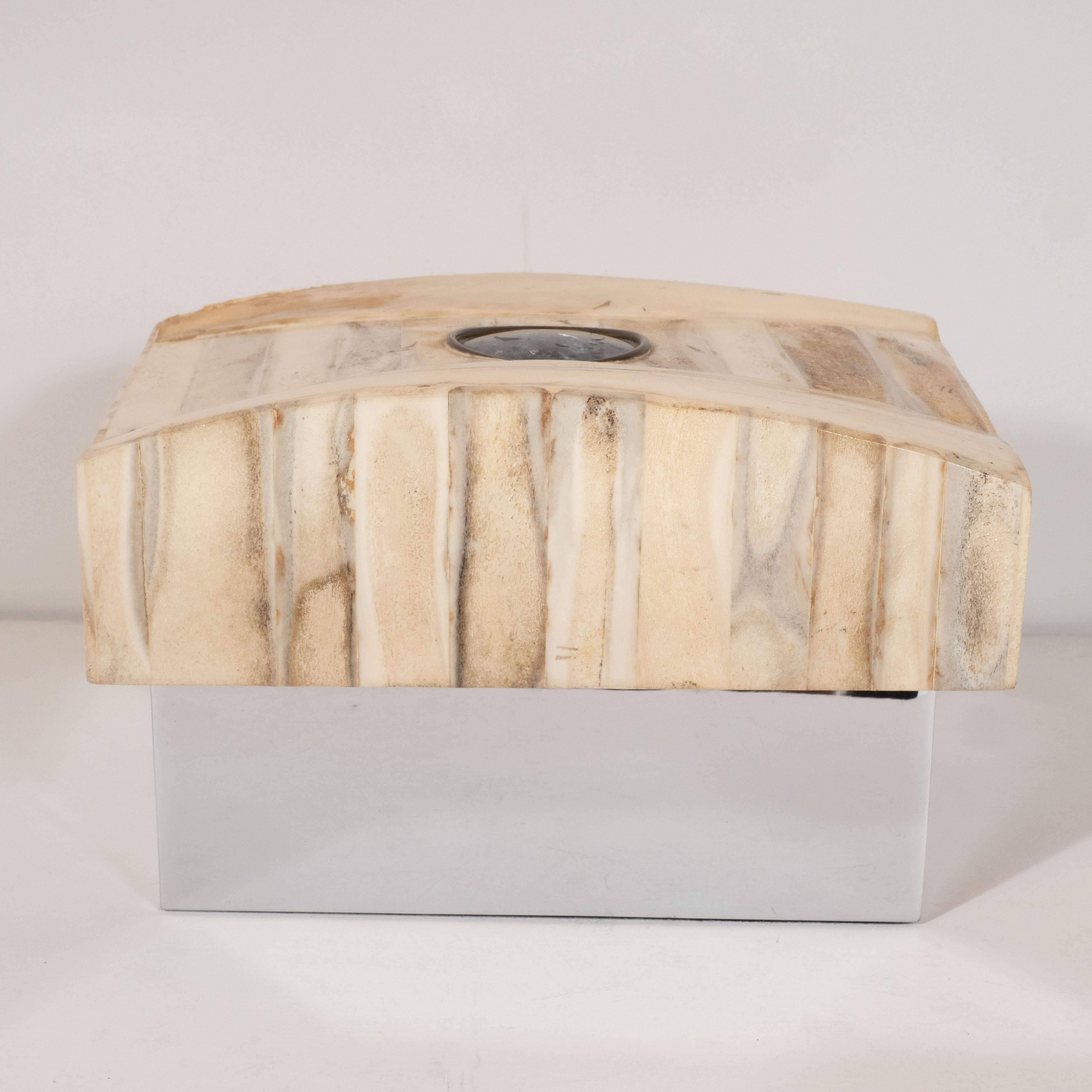 Mid-Century Modern Tessellated Antler, Chrome & Granite Box by Jonson & Marcius For Sale 4