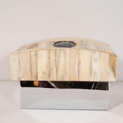 Mid-Century Modern Tessellated Antler, Chrome & Granite Box by Jonson & Marcius