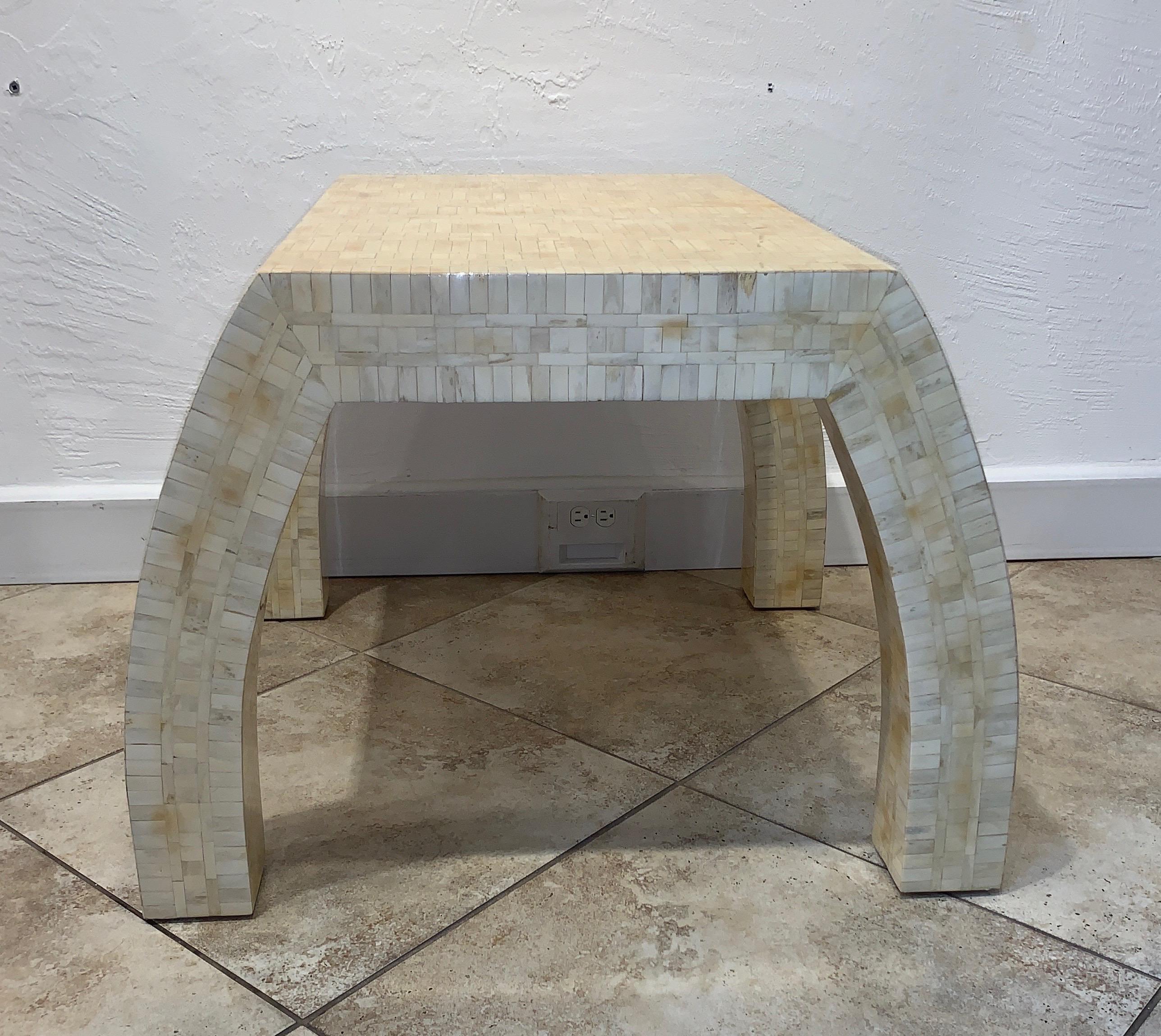 20th Century Mid-Century Modern Tessellated Bone End Table