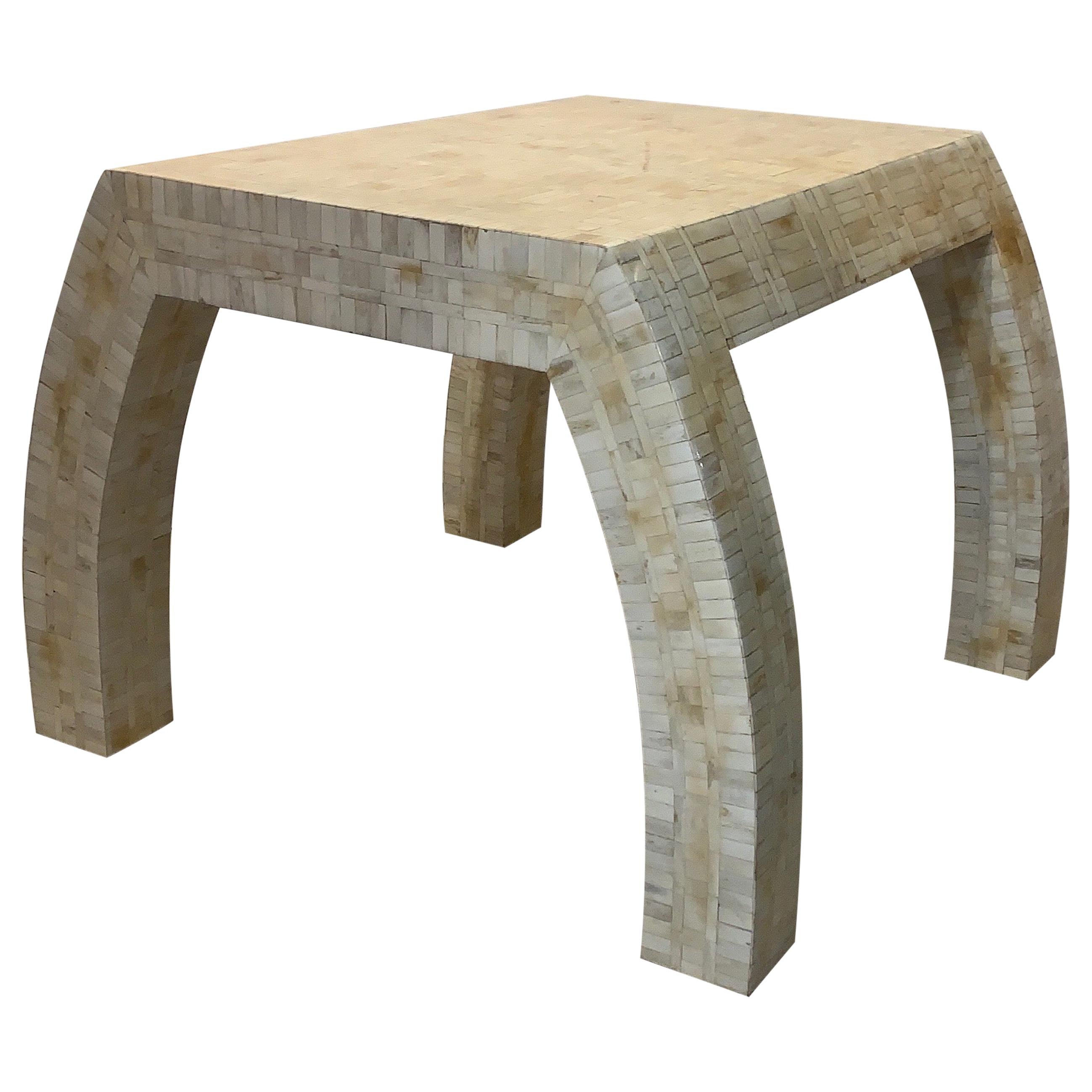 Mid-Century Modern Tessellated Bone End Table