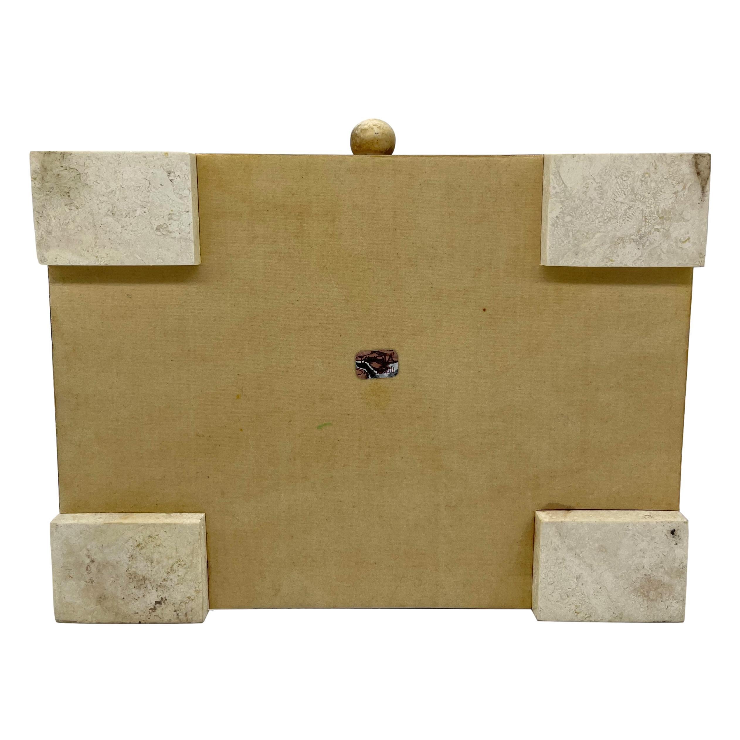 Grande boîte en corne et pierre tessellées moderne du milieu du siècle dernier, Tavola d'Oggetti en vente 9