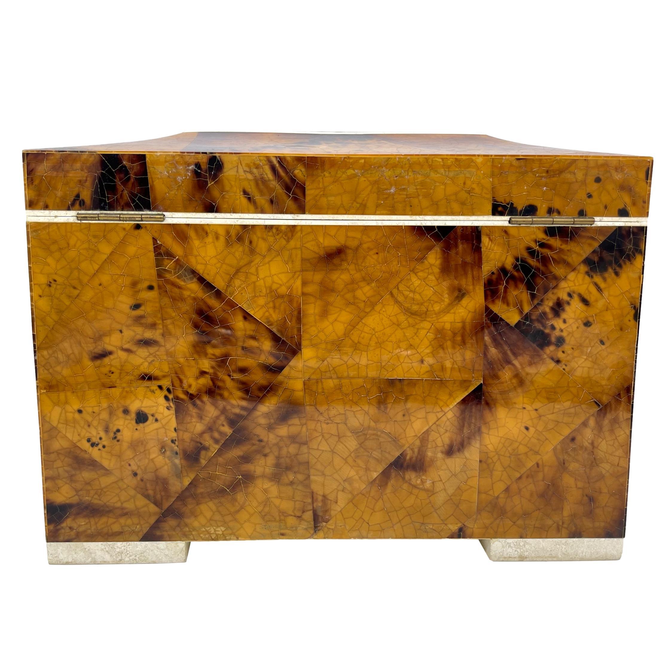 20th Century Mid-Century Modern Tessellated Horn & Stone Large Box, Tavola by Oggetti For Sale