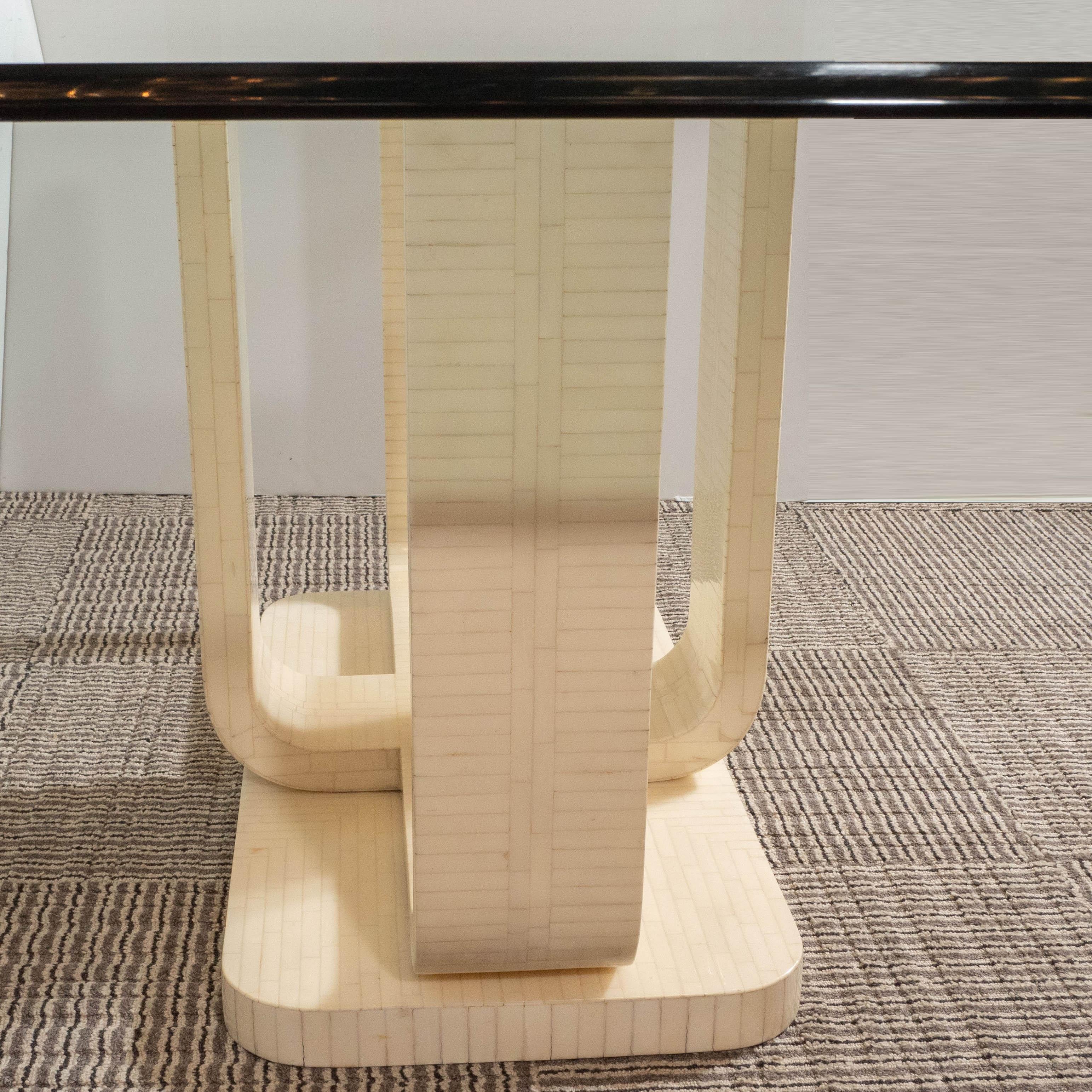 Mid-Century Modern Tessellated Stone and Glass Dining Table by Maitland-Smith In Excellent Condition In New York, NY
