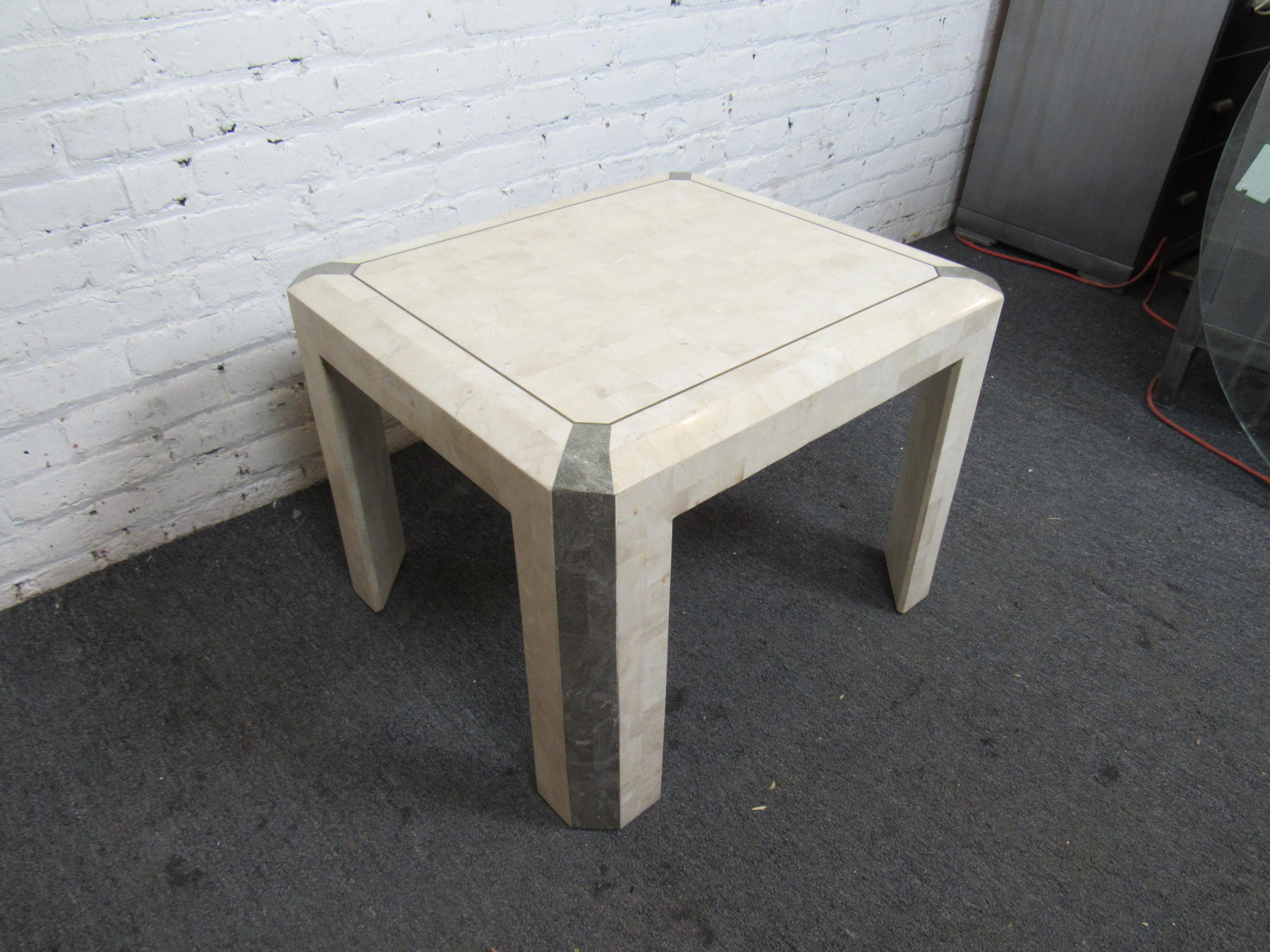 20th Century Mid-Century Modern Tessellated Stone Side Table For Sale