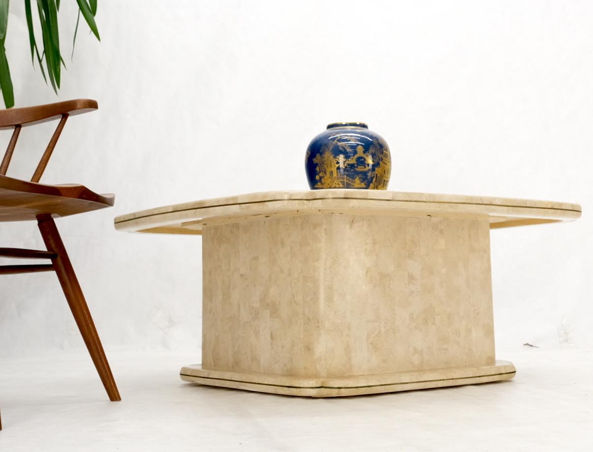 Mid-Century Modern Tessellated Stone Tiles Clove Shape Top Coffee Table 4