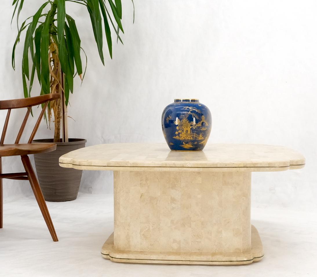 20th Century Mid-Century Modern Tessellated Stone Tiles Clove Shape Top Coffee Table