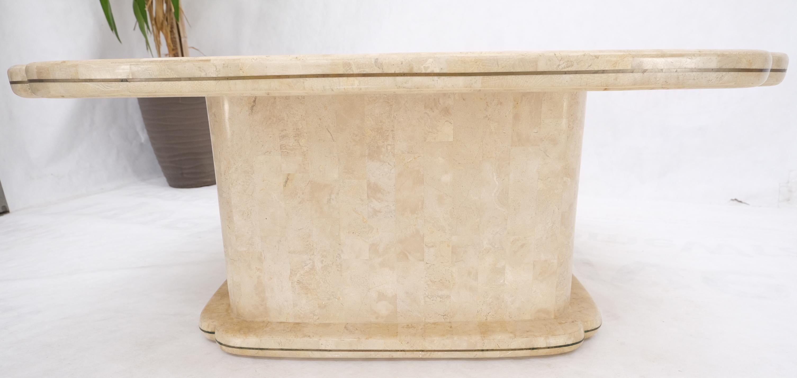 Mid-Century Modern Tessellated Stone Tiles Clove Shape Top Coffee Table 1