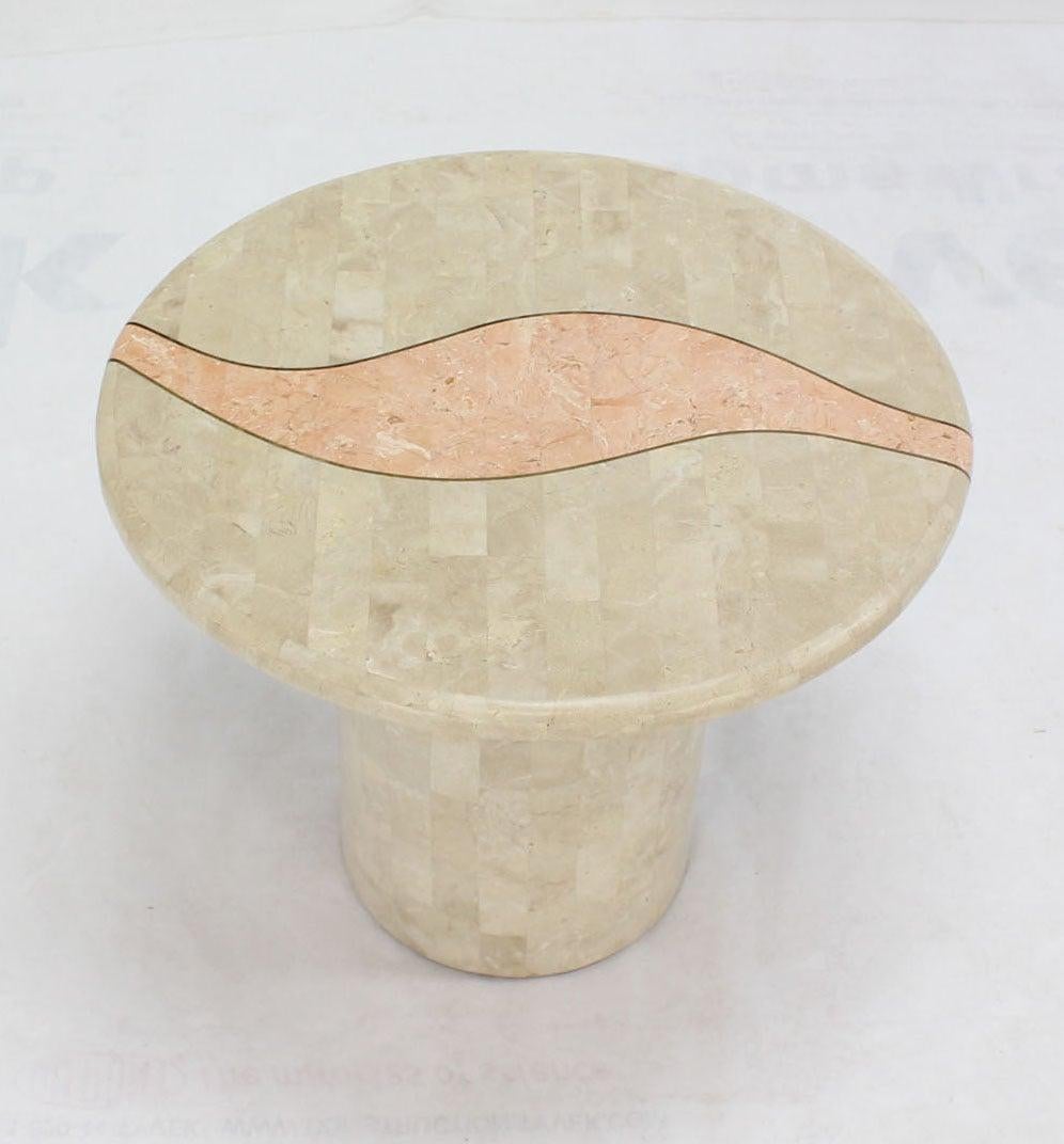 Mid-Century Modern Mid Century Modern Tessellated Stone Veneer End Side Lamp Table Pedestal Stand For Sale