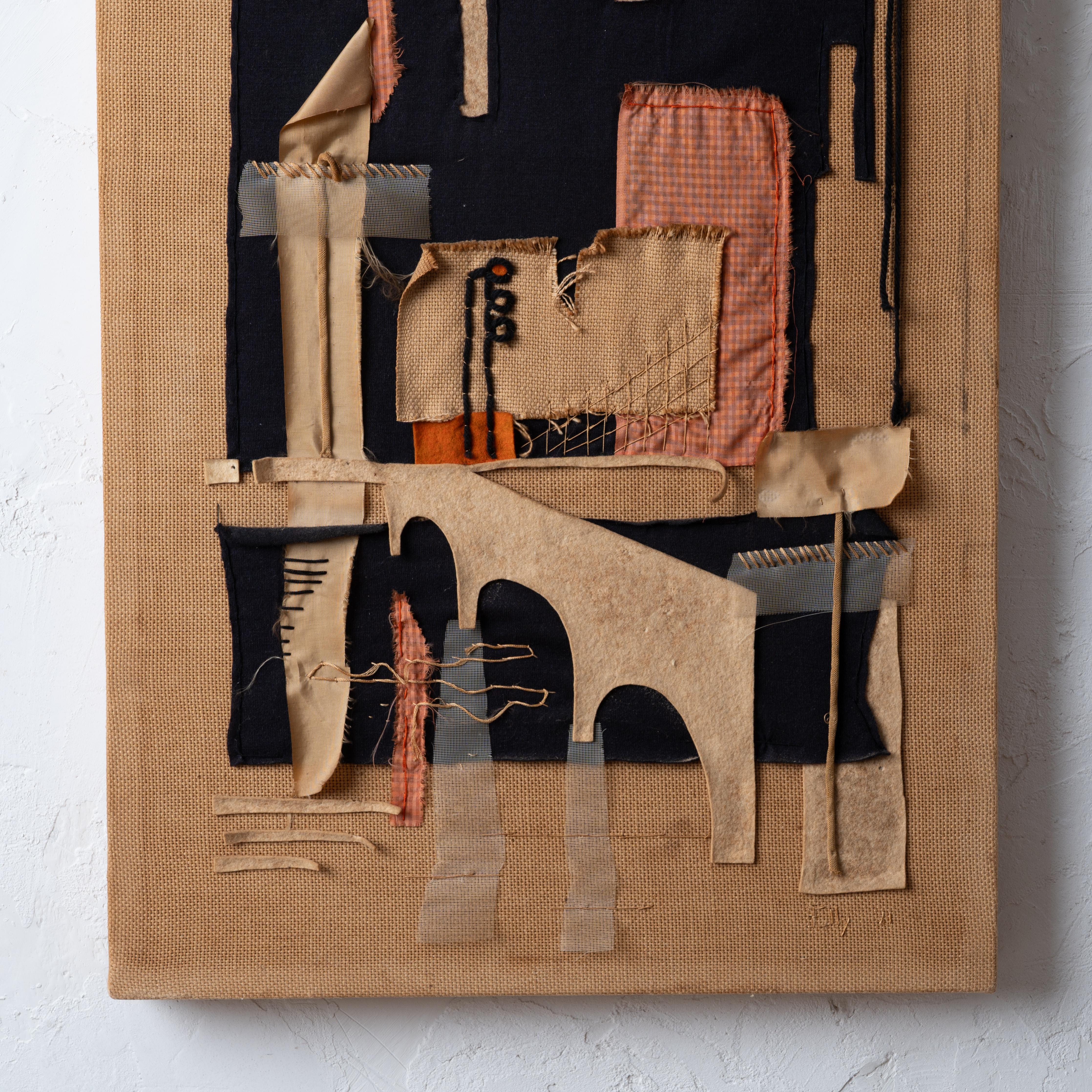 Collage tessile moderno di metà secolo, 1961 In condizioni discrete in vendita a Savannah, GA