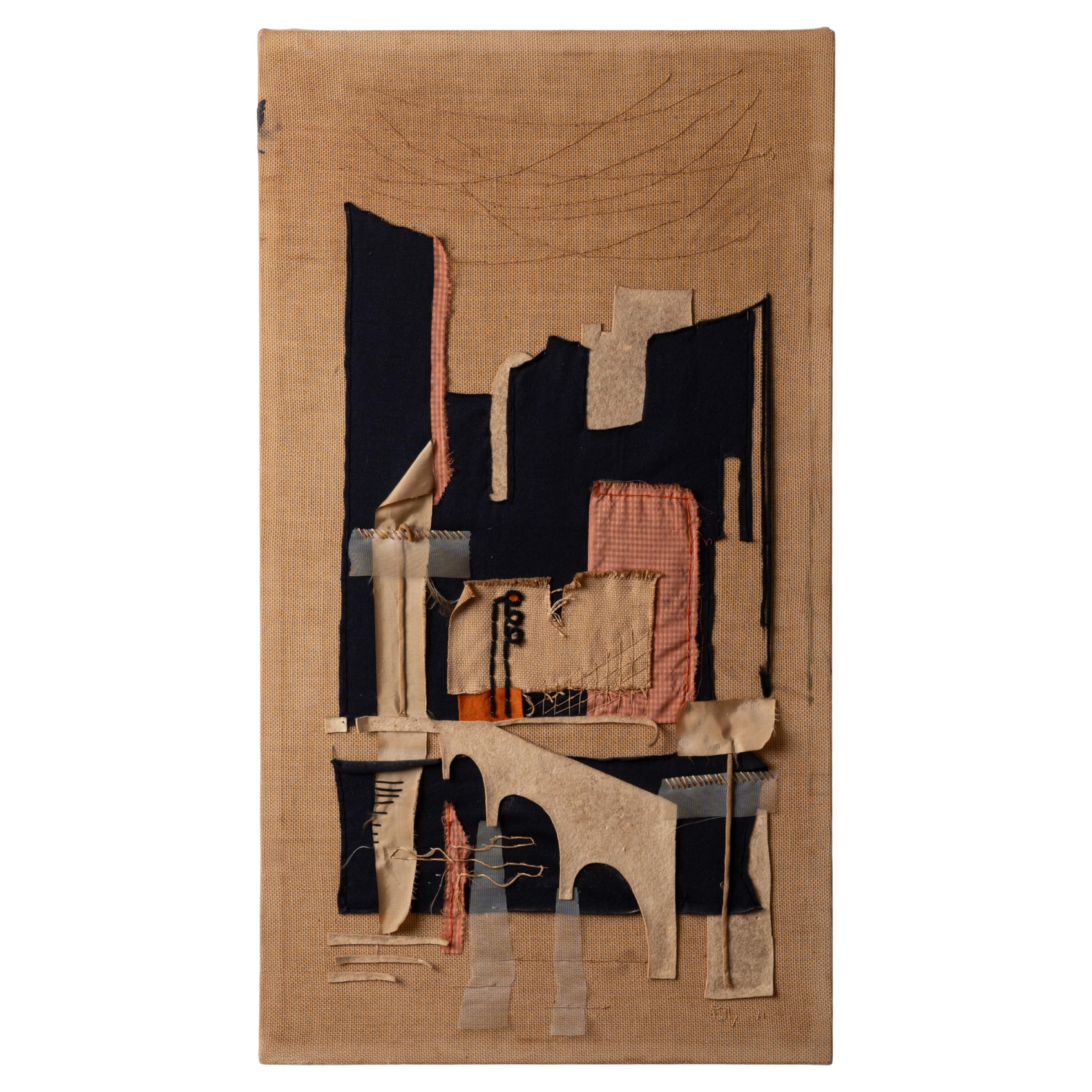 Collage tessile moderno di metà secolo, 1961 in vendita