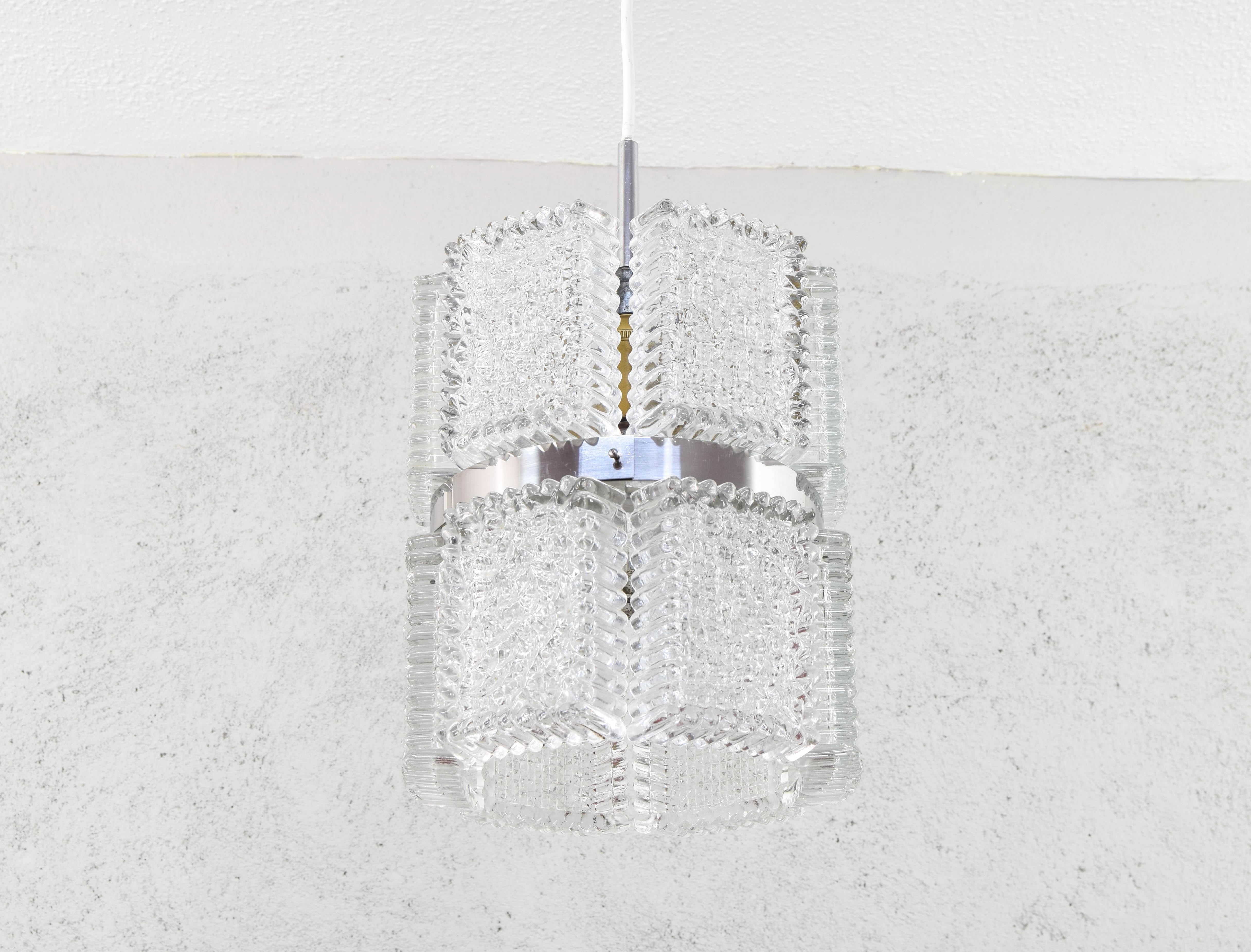 Mid-Century Modern Textured Crystal Kaiser Chandelier and Sconces, Germany, 1960 10