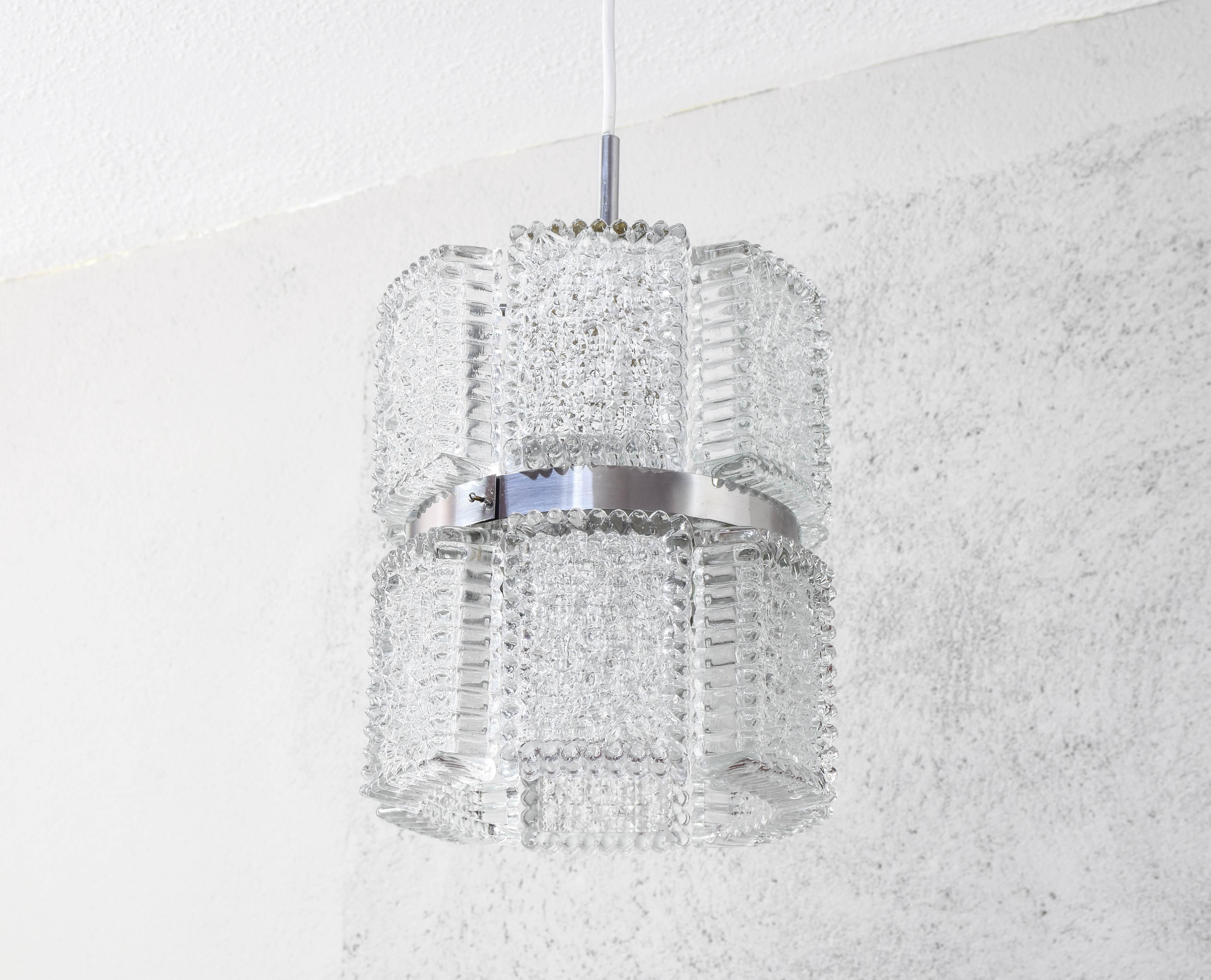 Mid-Century Modern Textured Crystal Kaiser Chandelier and Sconces, Germany, 1960 12