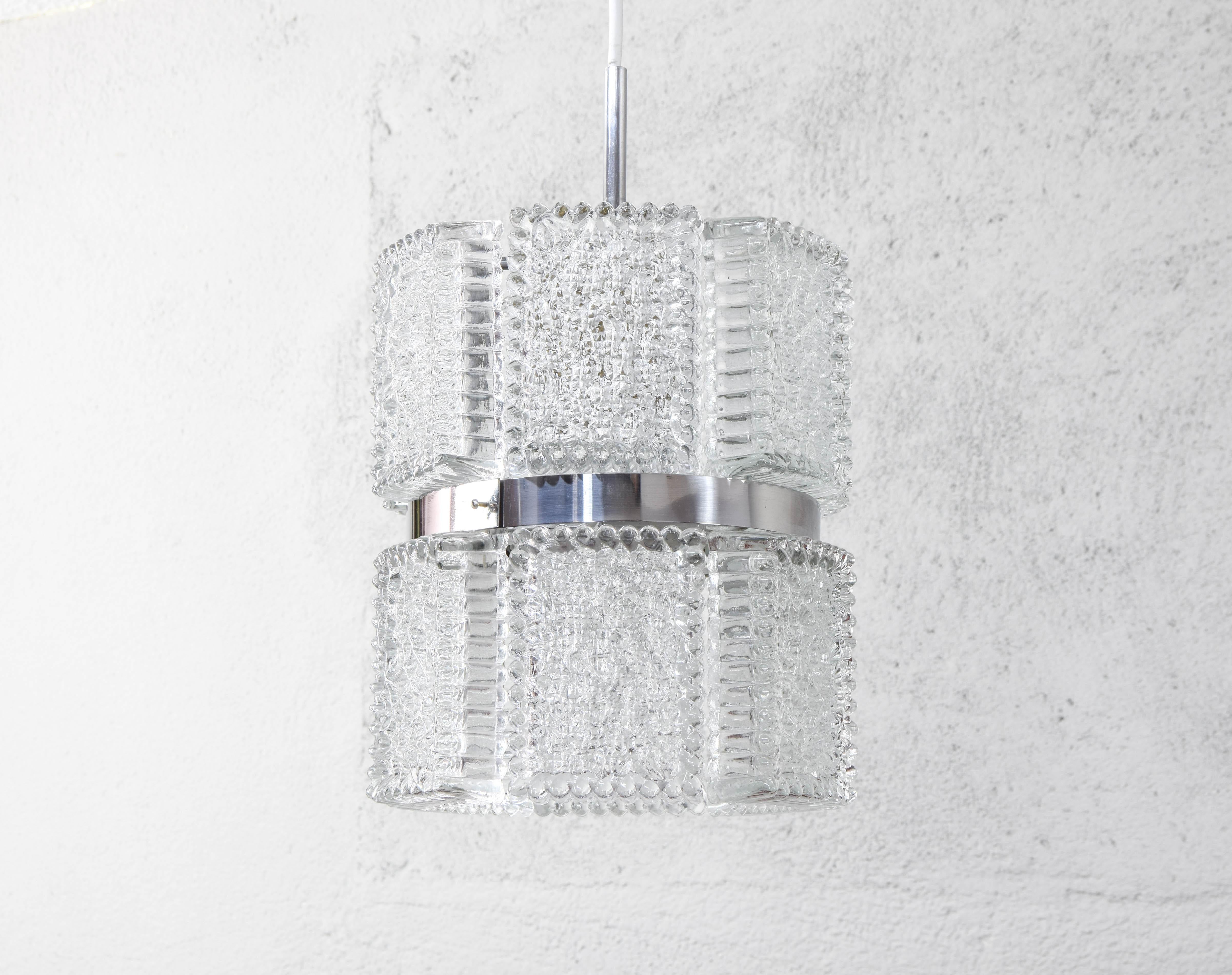 Mid-Century Modern Textured Crystal Kaiser Chandelier and Sconces, Germany, 1960 13