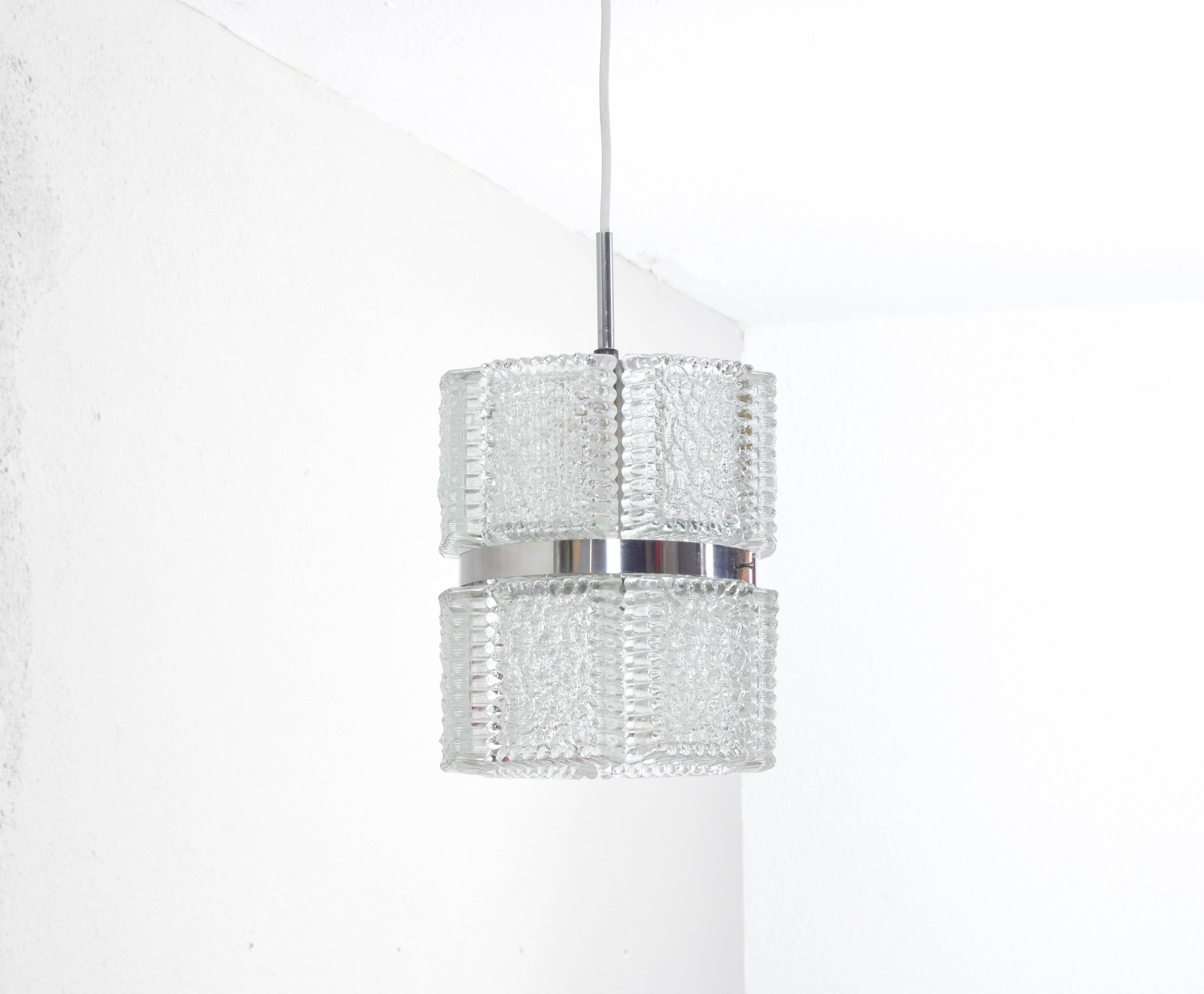 Mid-Century Modern Textured Crystal Kaiser Chandelier and Sconces, Germany, 1960 14