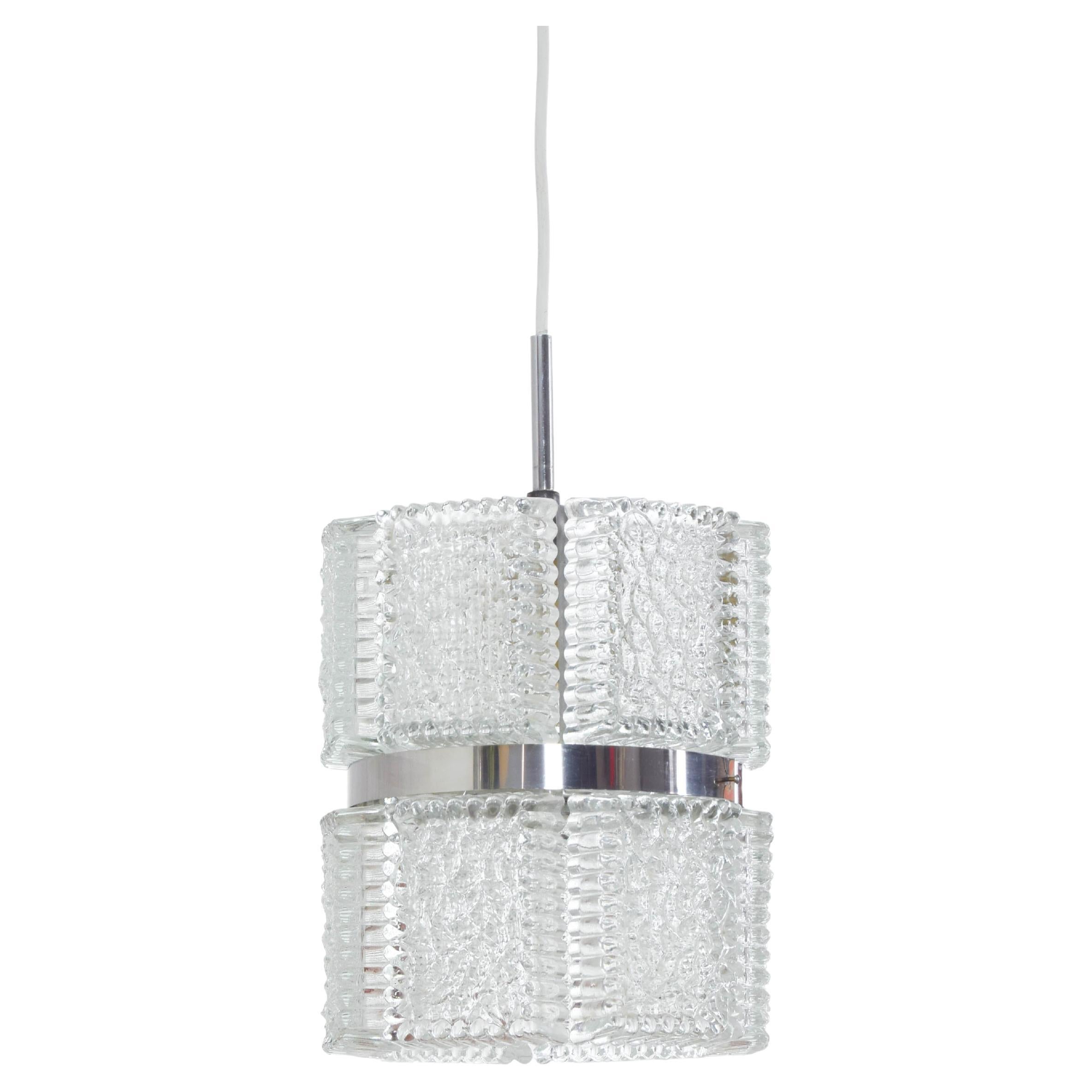 Mid Century Modern Textured Crystal Kaiser Chandelier, Germany 1960 For Sale