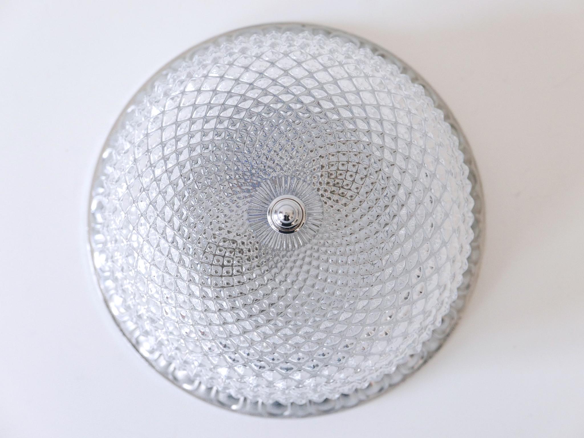 Mid Century Modern Textured Glass Ceiling Lamp by Sölken Leuchten Germany 1970s For Sale 5