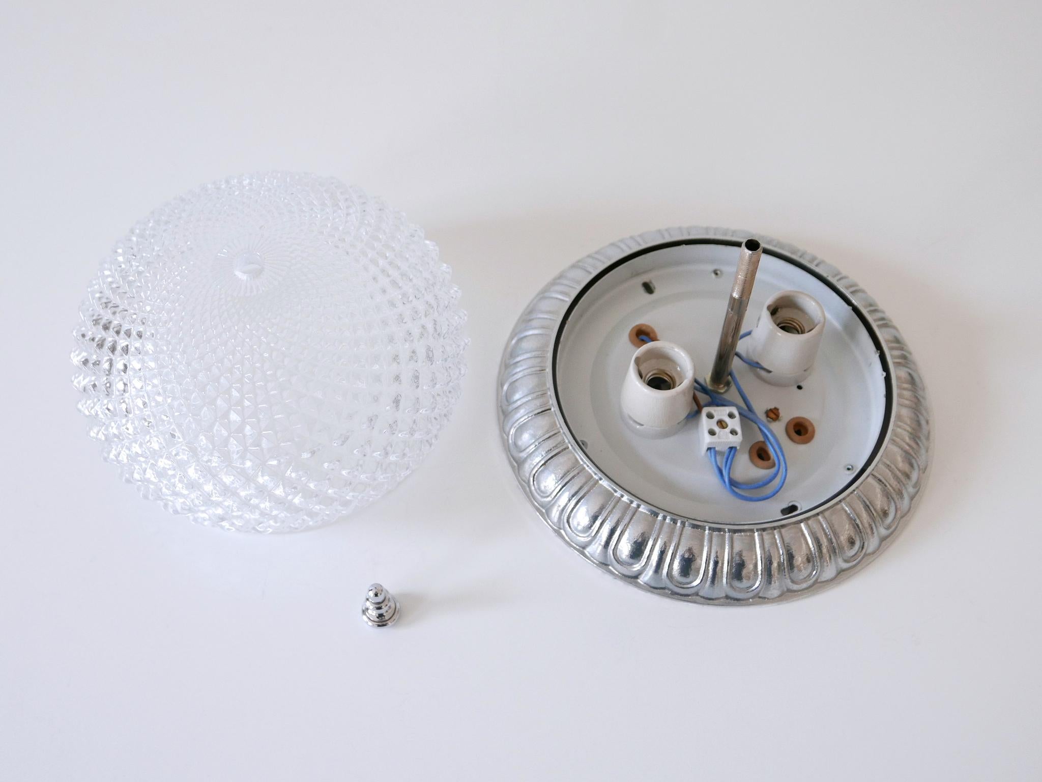 Mid Century Modern Textured Glass Ceiling Lamp by Sölken Leuchten Germany 1970s For Sale 7