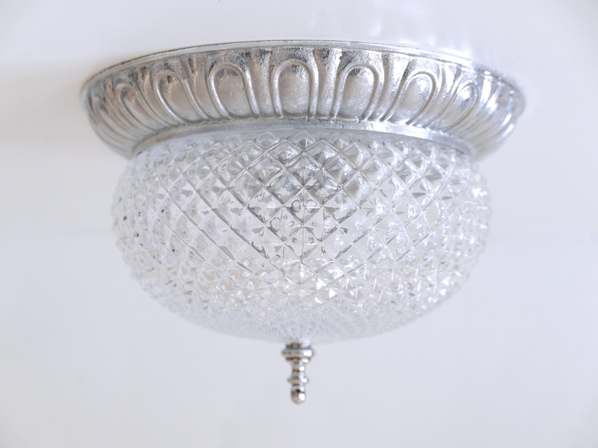 Mid Century Modern Textured Glass Ceiling Lamp von Sölken Leuchten Deutschland 1970er Jahre im Angebot 1