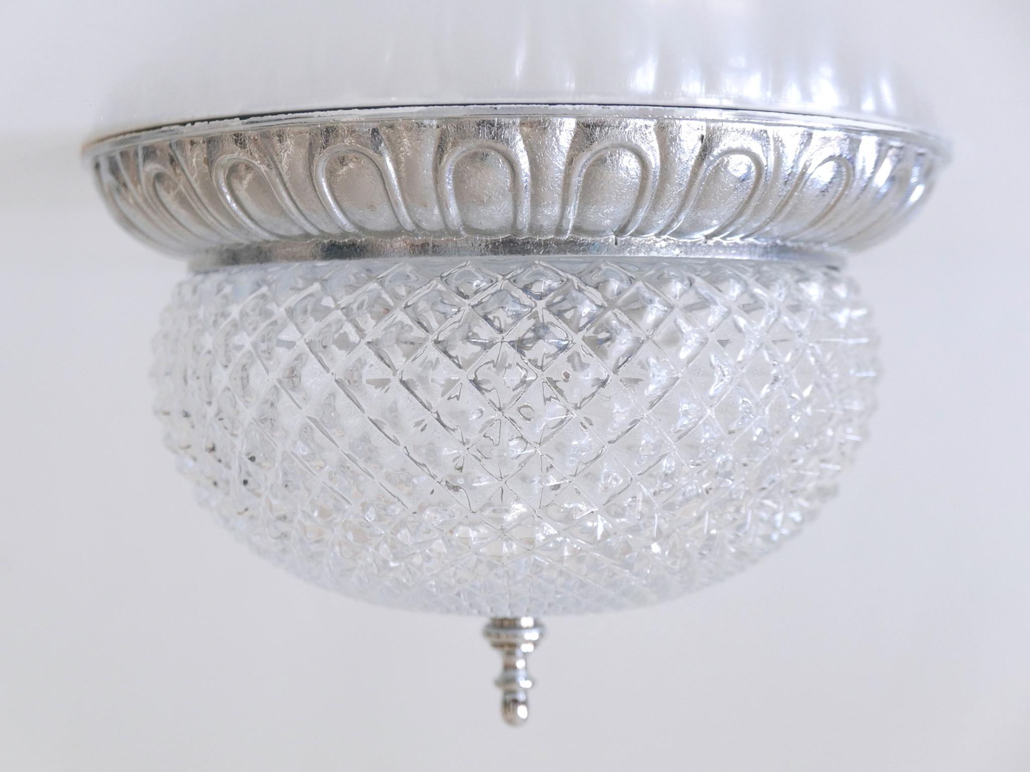 Mid Century Modern Textured Glass Ceiling Lamp von Sölken Leuchten Deutschland 1970er Jahre im Angebot 3