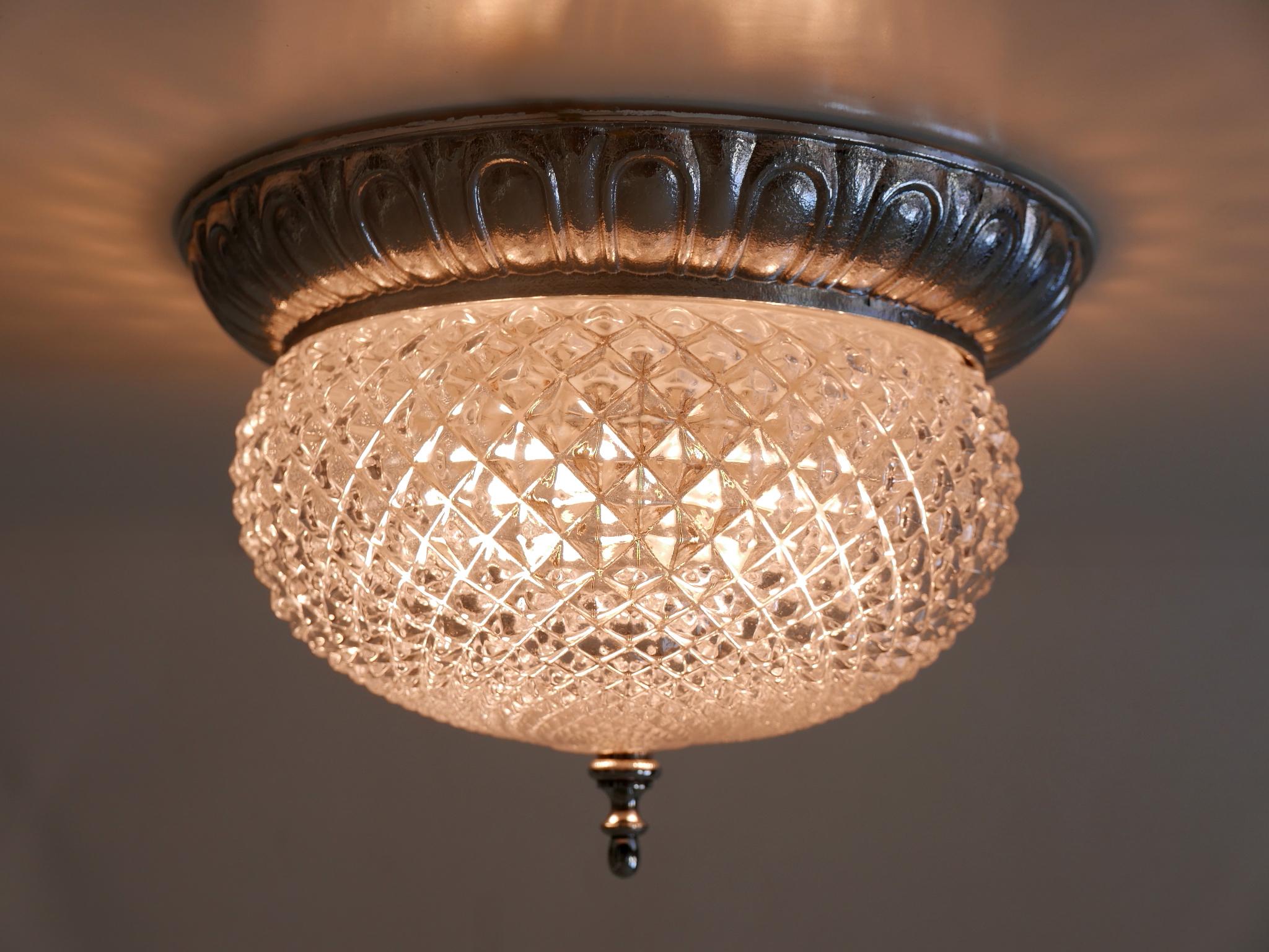 Mid Century Modern Textured Glass Ceiling Lamp von Sölken Leuchten Deutschland 1970er Jahre im Angebot 4